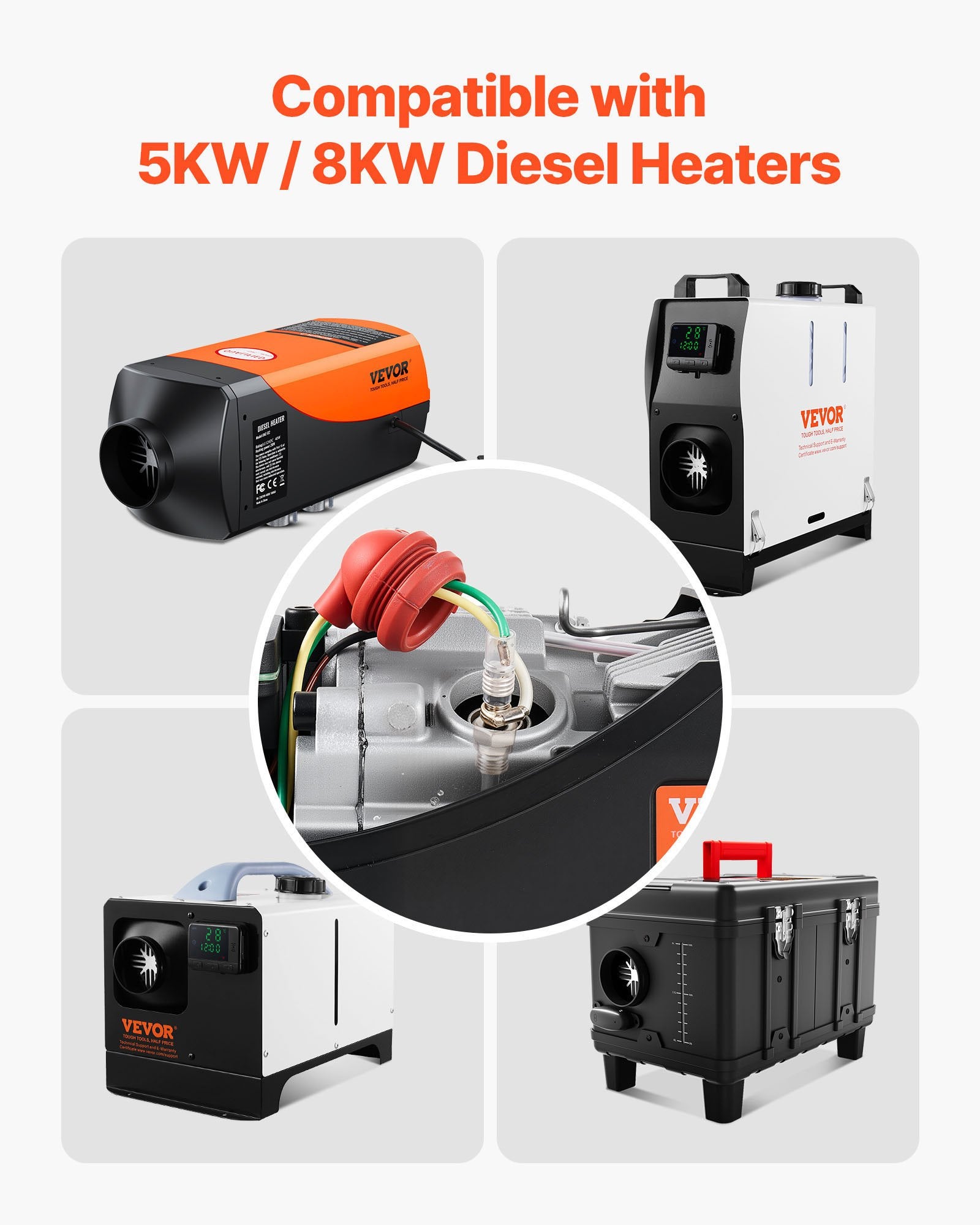 Diesel Heater Glow Plug Repair Kit 8V w/Atomizing Mesh for 2KW-8KW Heaters