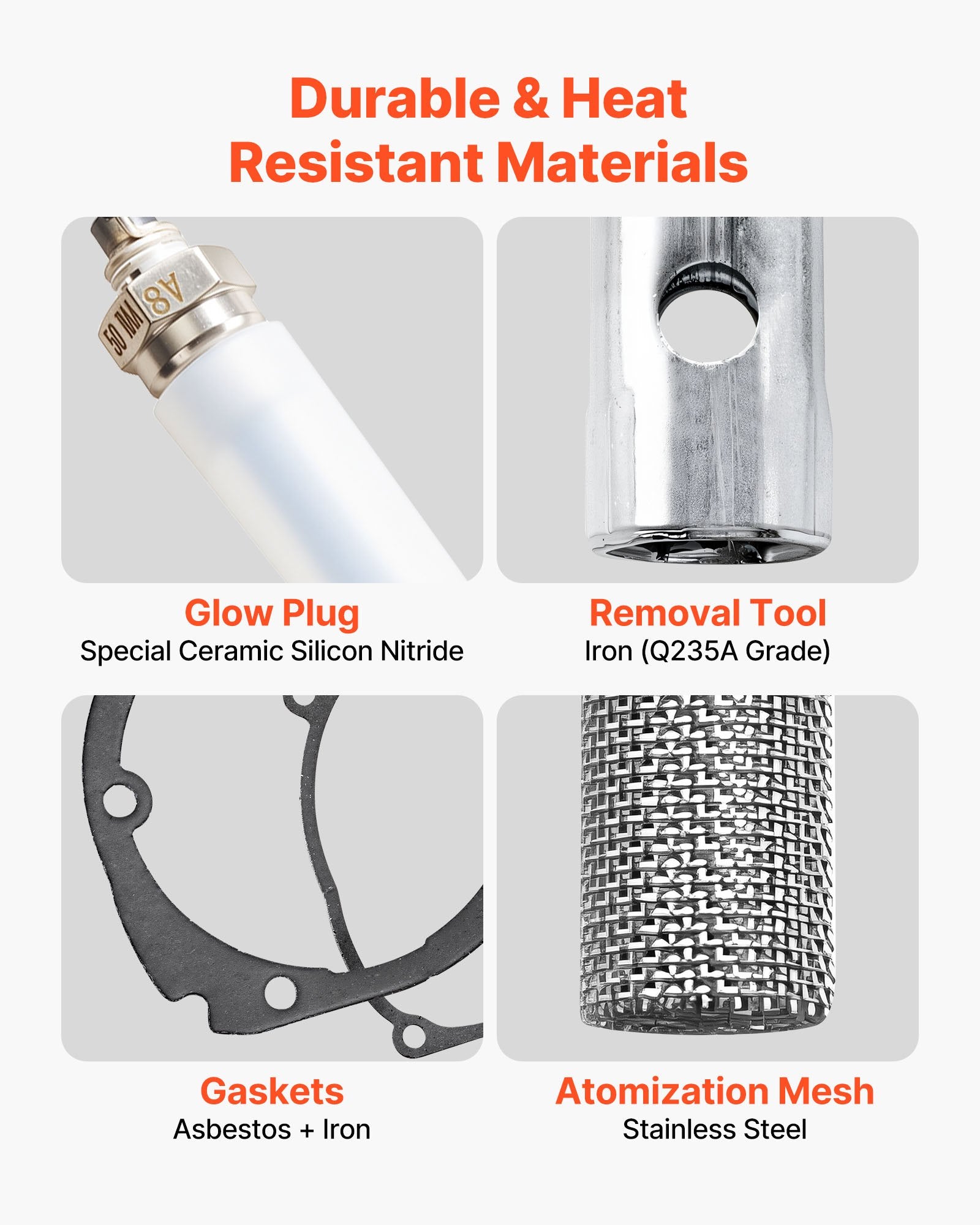 Diesel Heater Glow Plug Repair Kit 8V w/Atomizing Mesh for 2KW-8KW Heaters