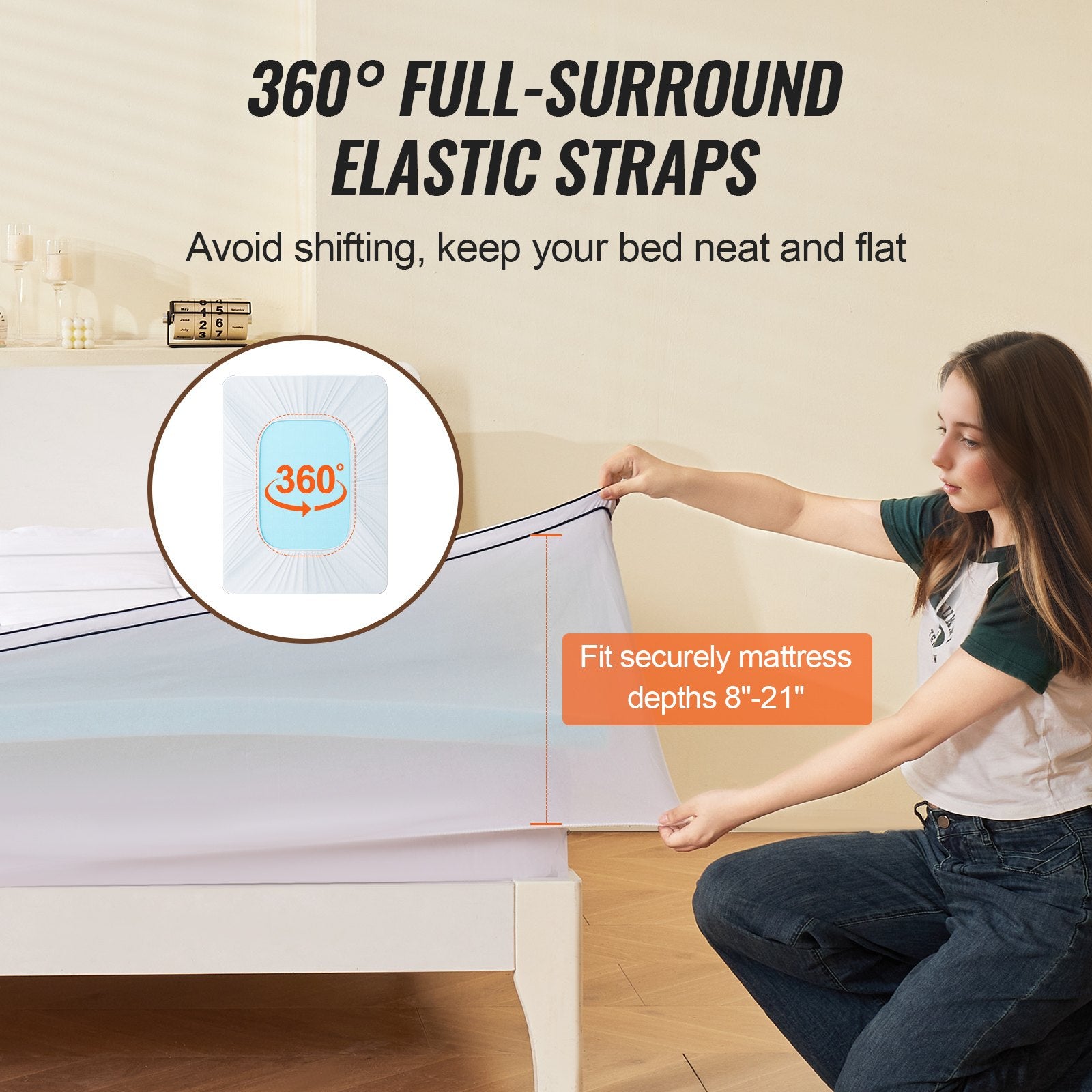 Mattress Topper Queen Size 101.6mm Memory Foam Fiber Fill Detachable Washable
