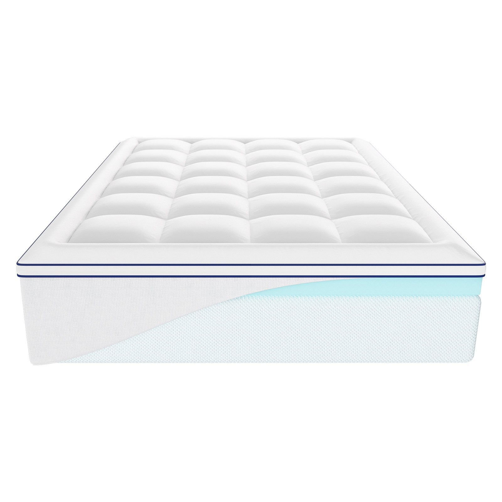 Mattress Topper Queen Size 101.6mm Memory Foam Fiber Fill Detachable Washable