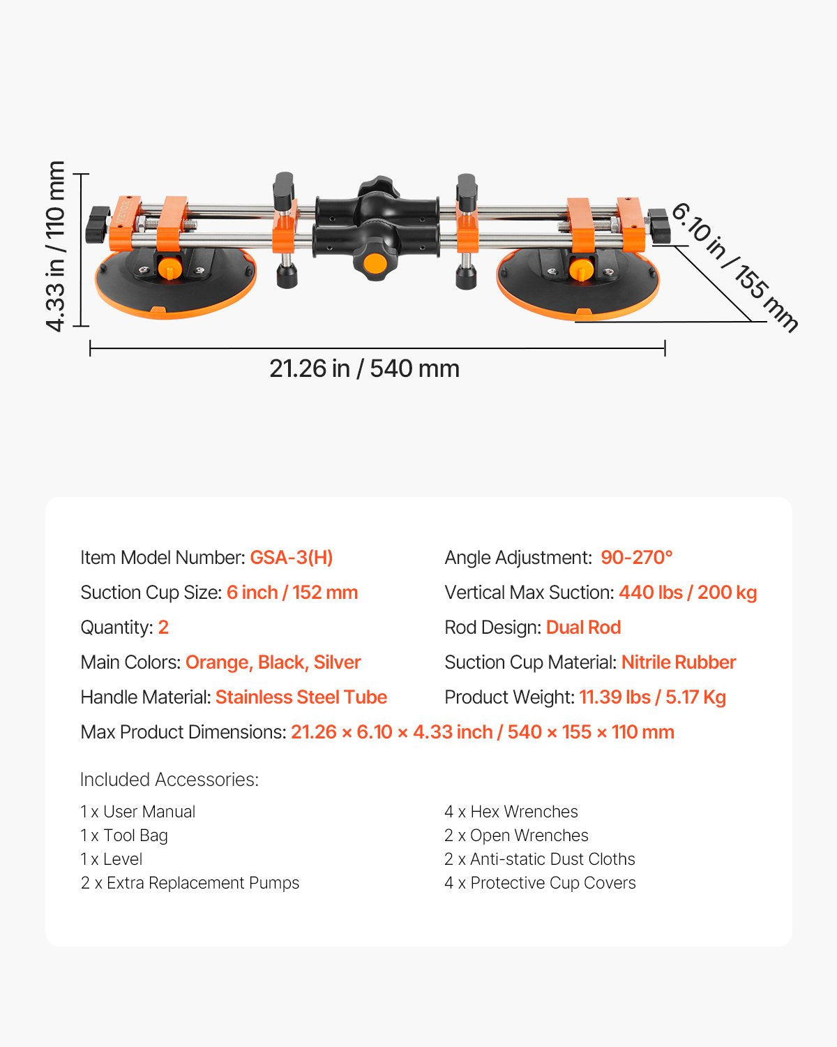 Seam Setter Seamless 2-Pack Granite 6 Inch Vacuum Cups Adjustable Countertop