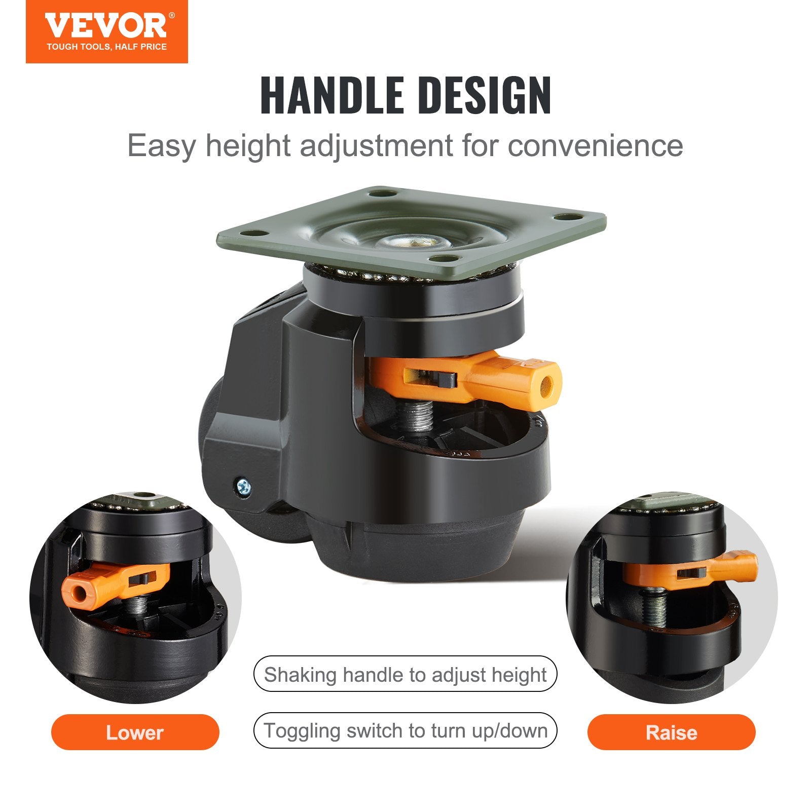 Heavy Duty 4 Pack Adjustable Leveling Casters with Swivel Wheels
