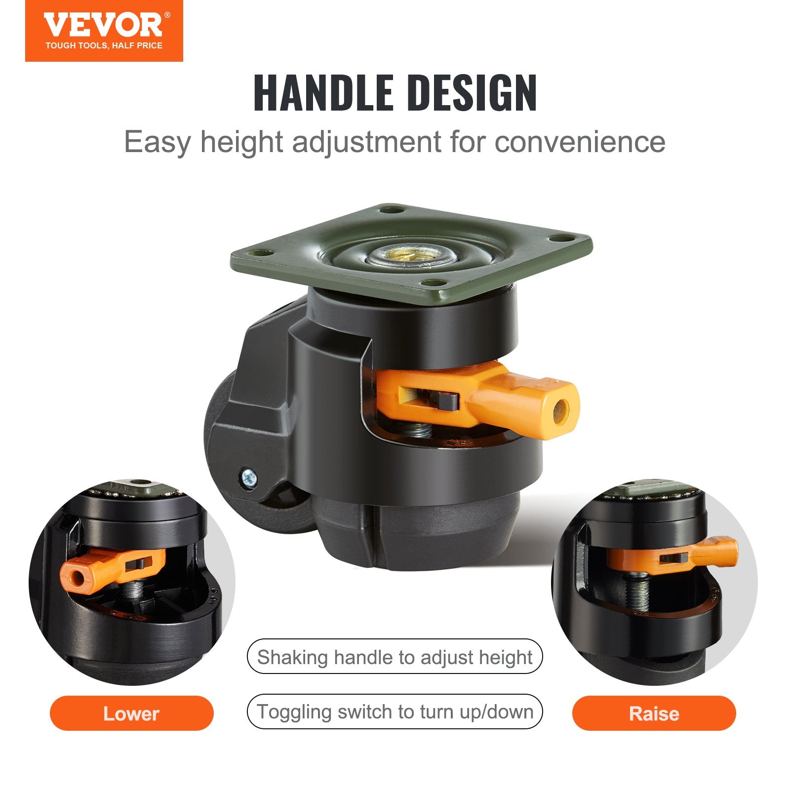Heavy Duty 4 Pack Adjustable Leveling Casters with Swivel Wheels