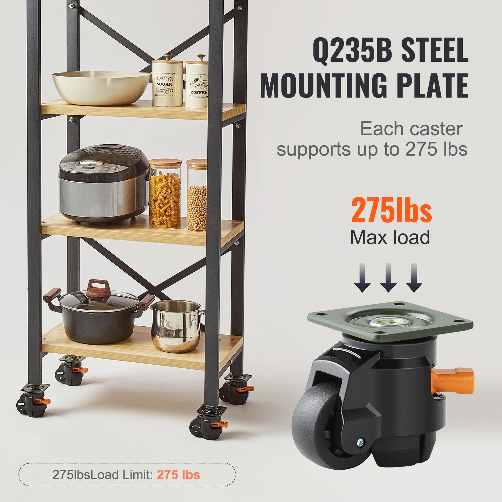 Heavy Duty 4 Pack Adjustable Leveling Casters with Swivel Wheels