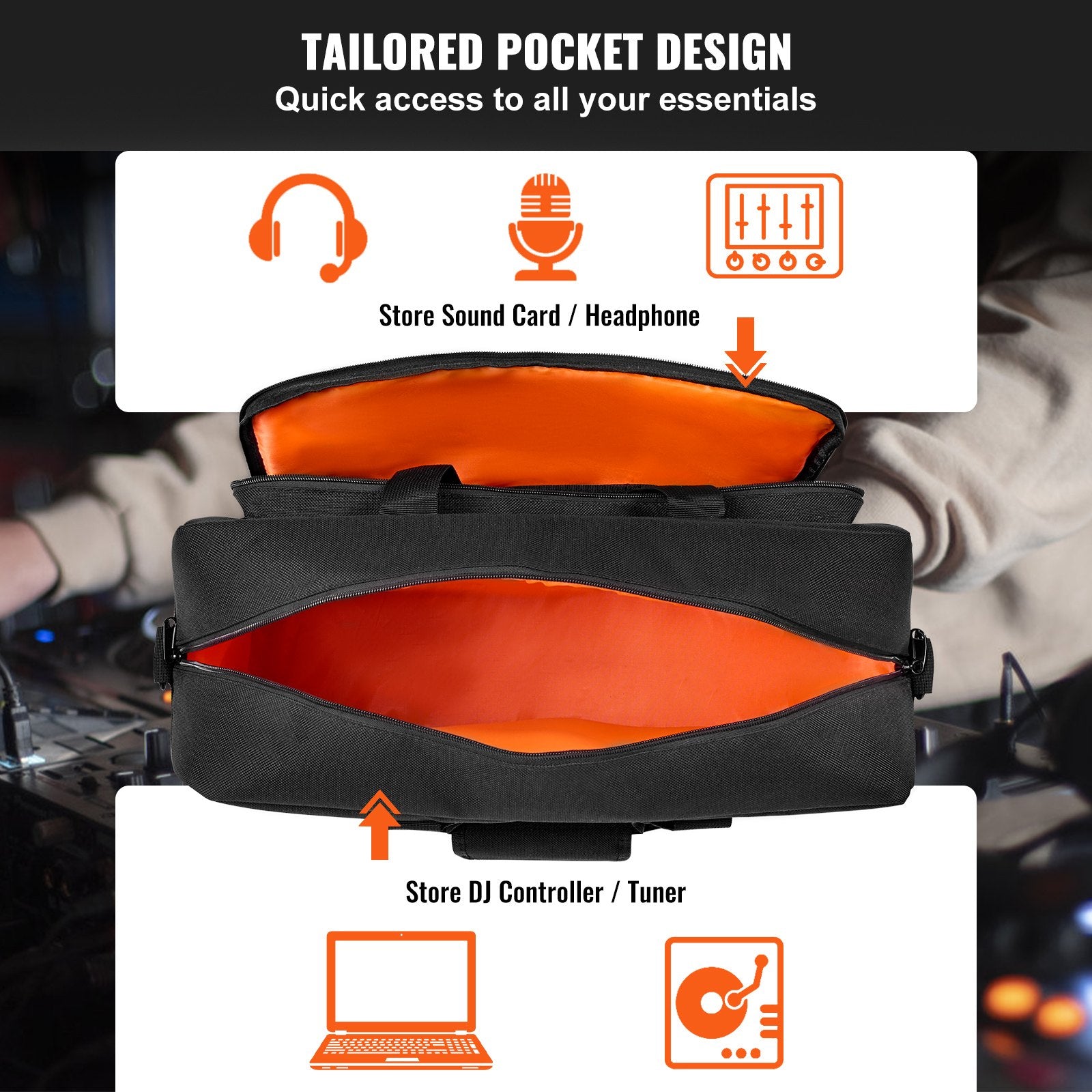 Padded DJ Mixer Bag with Removable Shoulder Strap and 1 Pocket