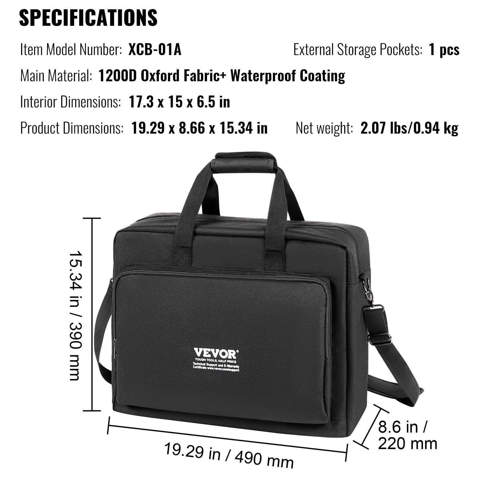 Padded DJ Mixer Bag with Removable Shoulder Strap and 1 Pocket