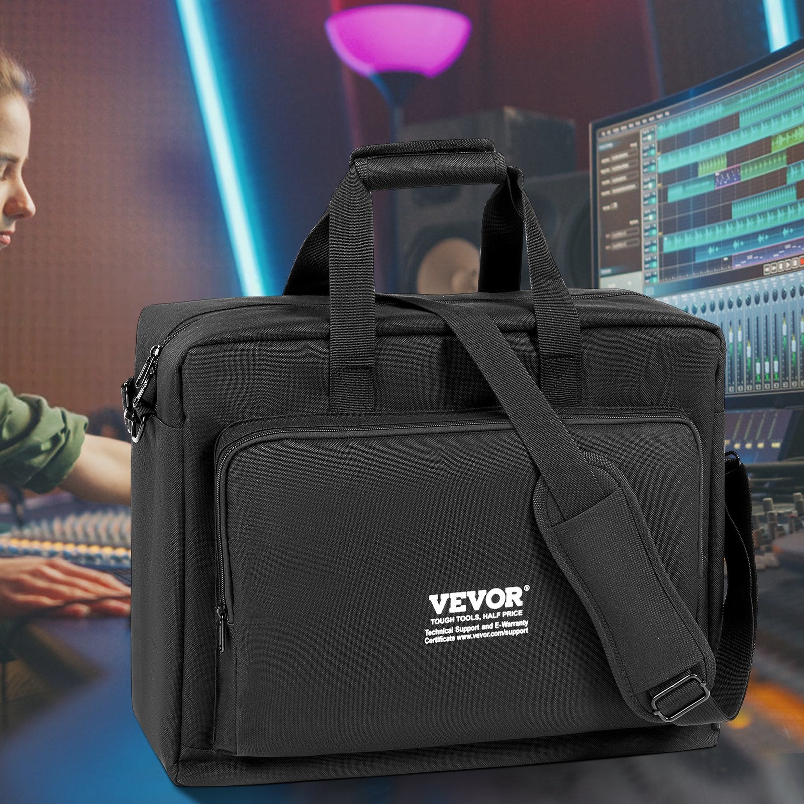 Padded DJ Mixer Bag with Removable Shoulder Strap and 1 Pocket