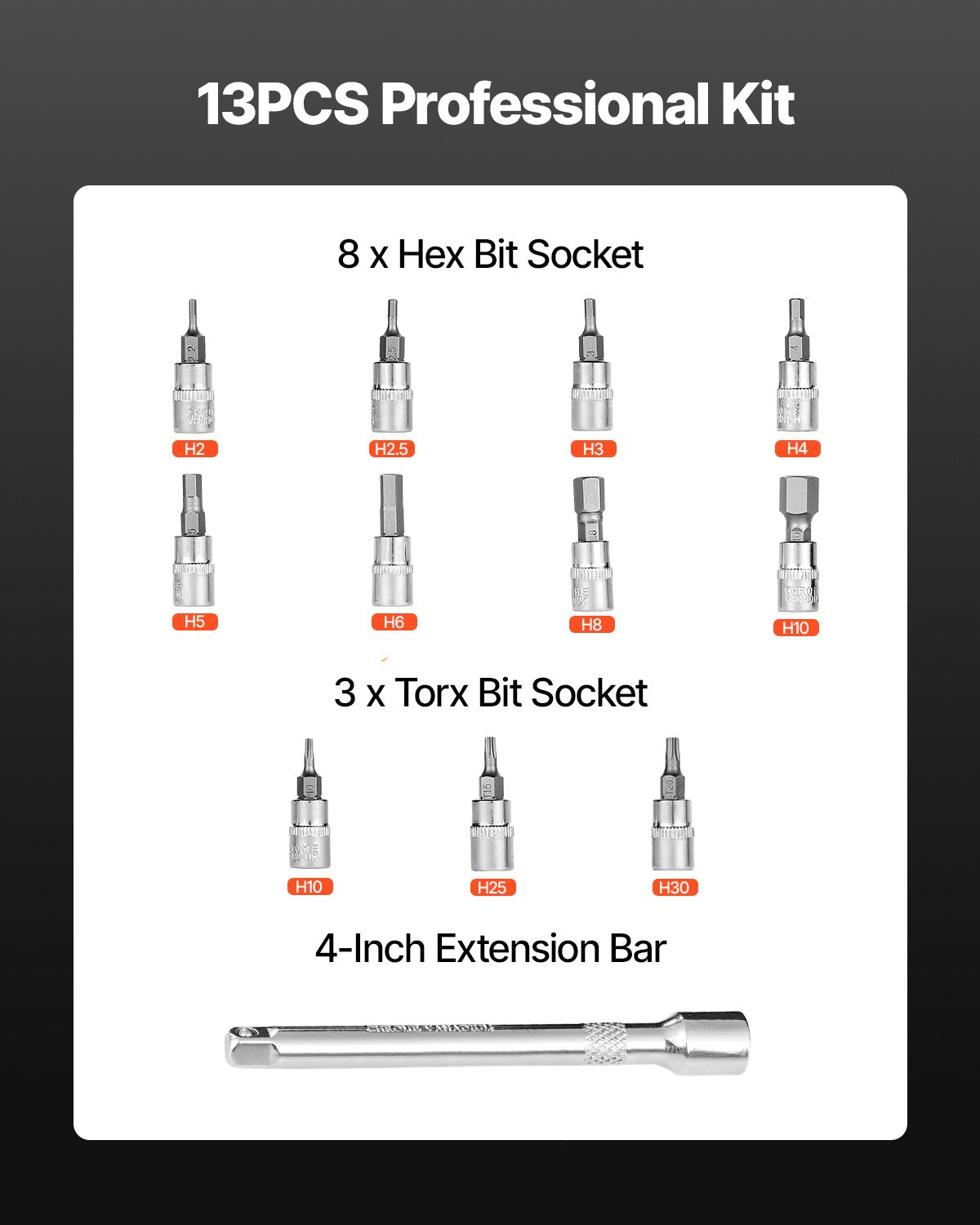Torque Wrench Set Click 1/4 Inch 20-200lbf-in 3% Dual-Scale Bits Extension