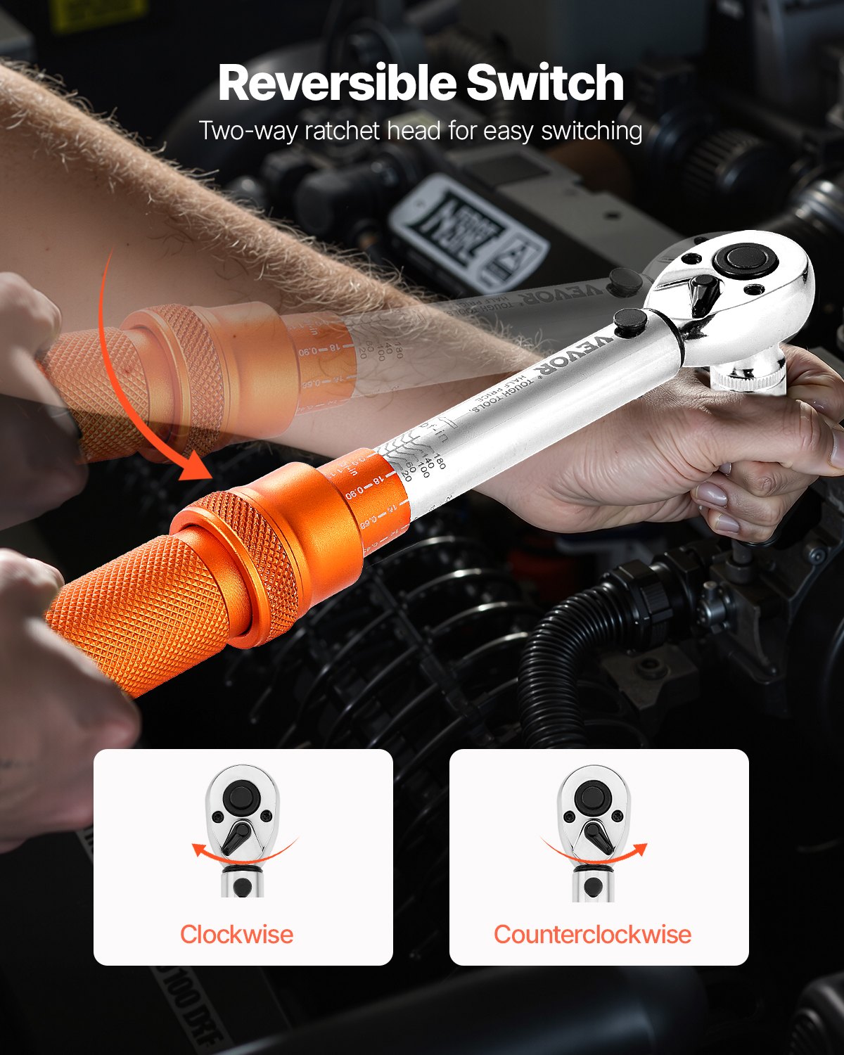 Torque Wrench Set Click 1/4 Inch 20-200lbf-in 3% Dual-Scale Bits Extension