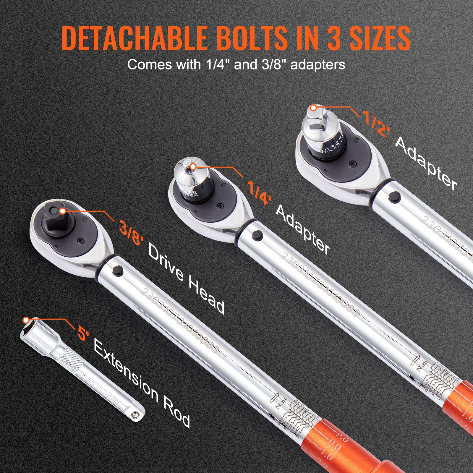Torque Wrench 1/2" Drive 10-150ft.lb 14-204N.m Dual-Direction Mechanical Kit