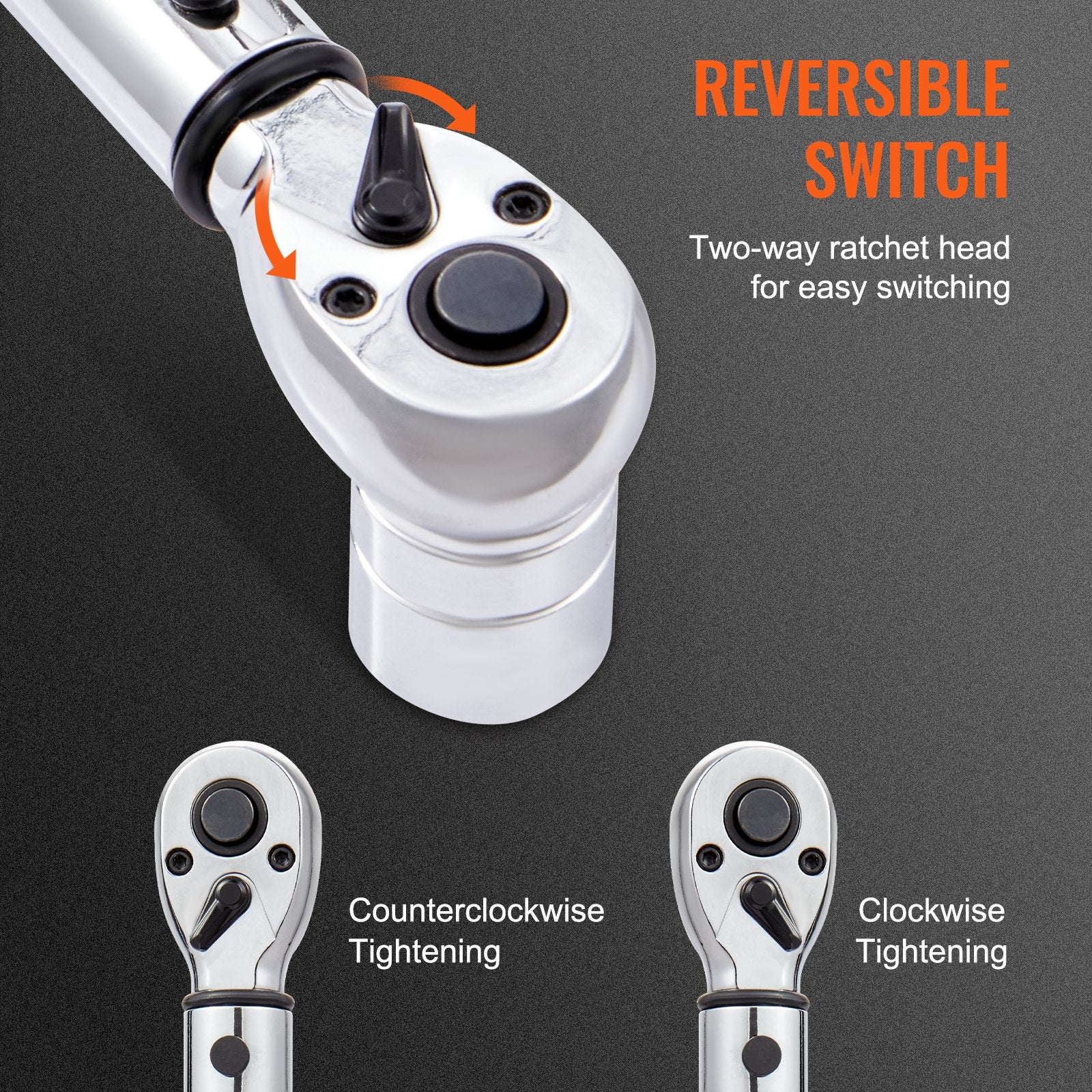 Click Torque Wrench Set, Dual Direction, 20-250 ft.lb with Adapters
