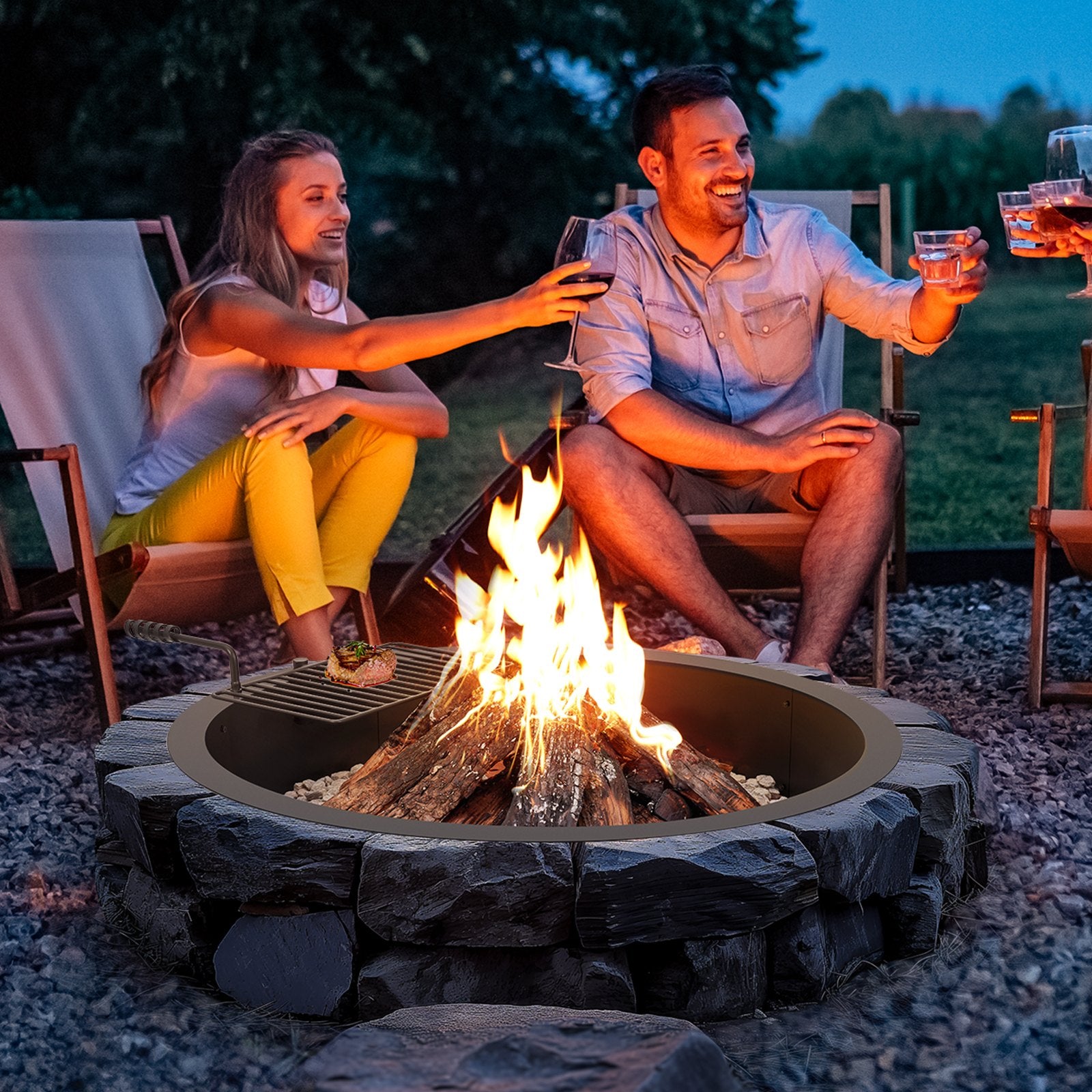 Fire Pit Ring 40-In Outer/36-In Inner Carbon Steel Insert 8.5in Height Outdoor