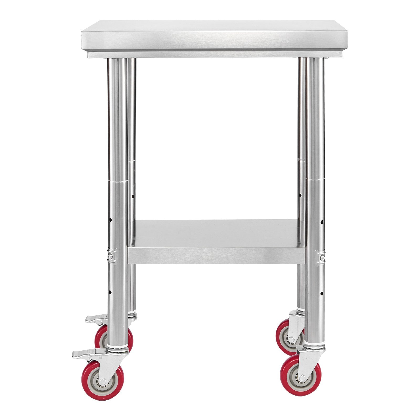 Stainless Steel Table 61x45cm Food Prep Worktable Adjustable Undershelf Wheels