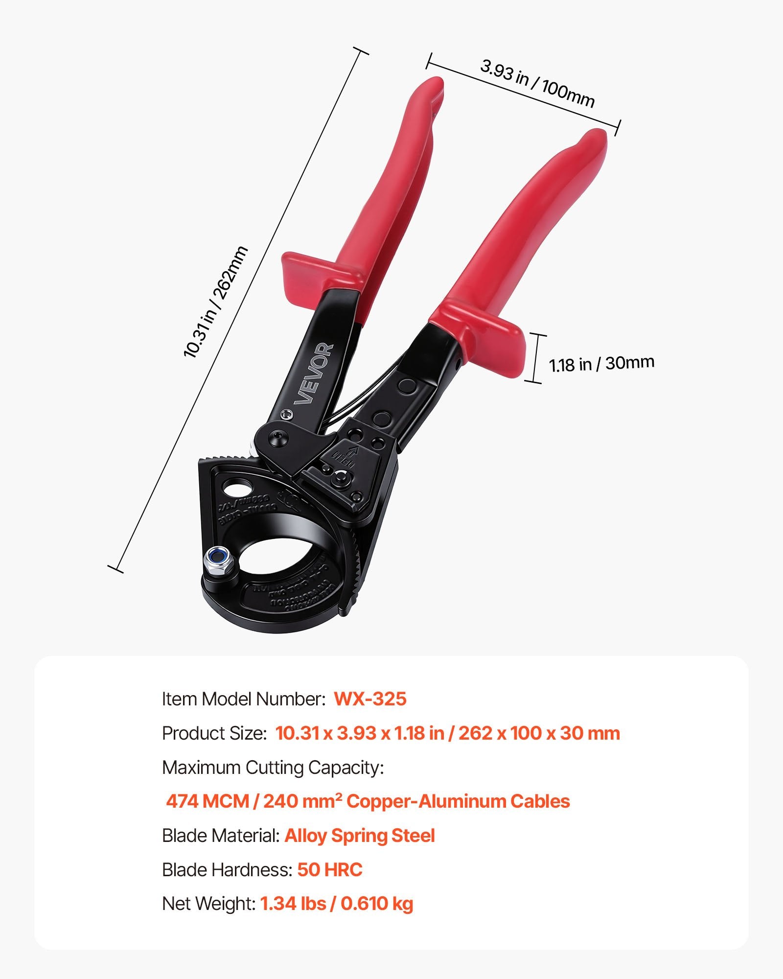 Heavy Duty Cable Cutter Ratcheting Wire Cutting Pliers for Copper and Aluminum