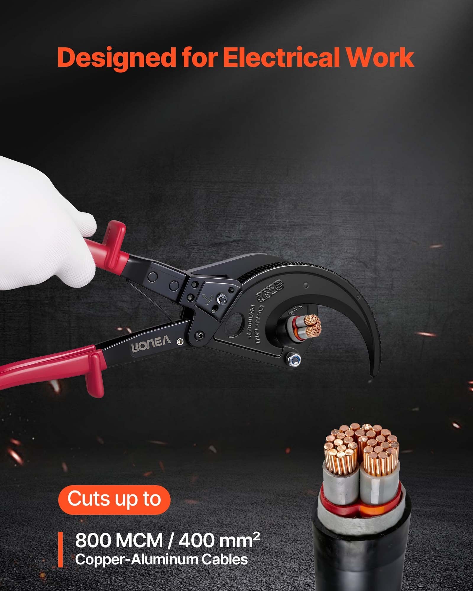 Heavy Duty Cable Cutter Ratcheting Wire Cutting Pliers for Copper and Aluminum