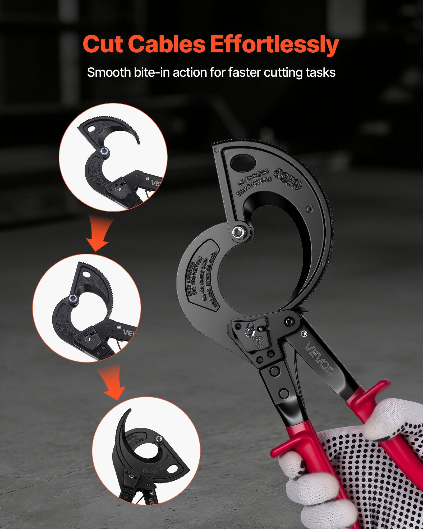 Heavy Duty Cable Cutter Ratcheting Wire Cutting Pliers for Copper and Aluminum