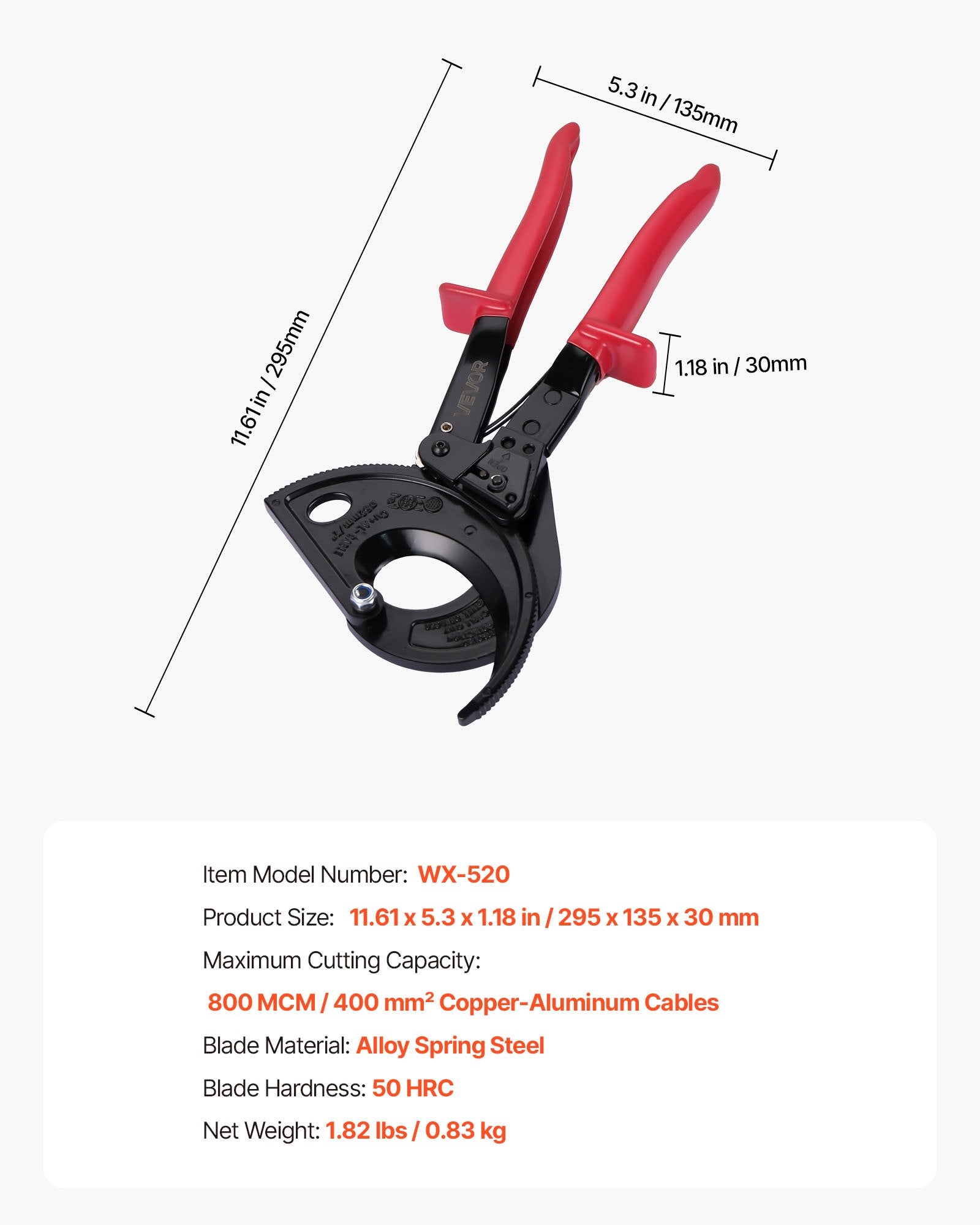 Heavy Duty Cable Cutter Ratcheting Wire Cutting Pliers for Copper and Aluminum