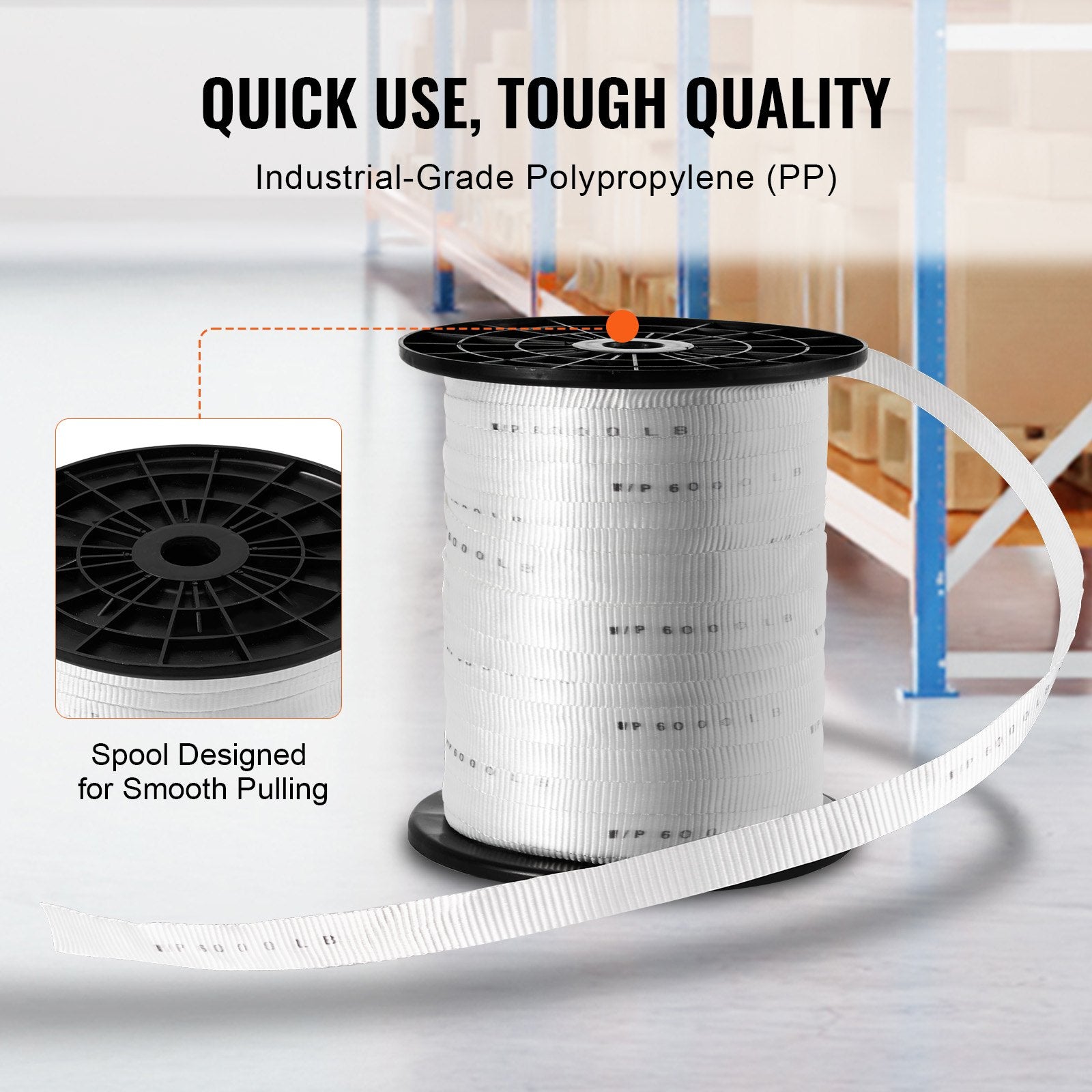 Polyester Pull Tape 2.5cm x 160.9m Mule Tape 2722kgf Cable Pulling White