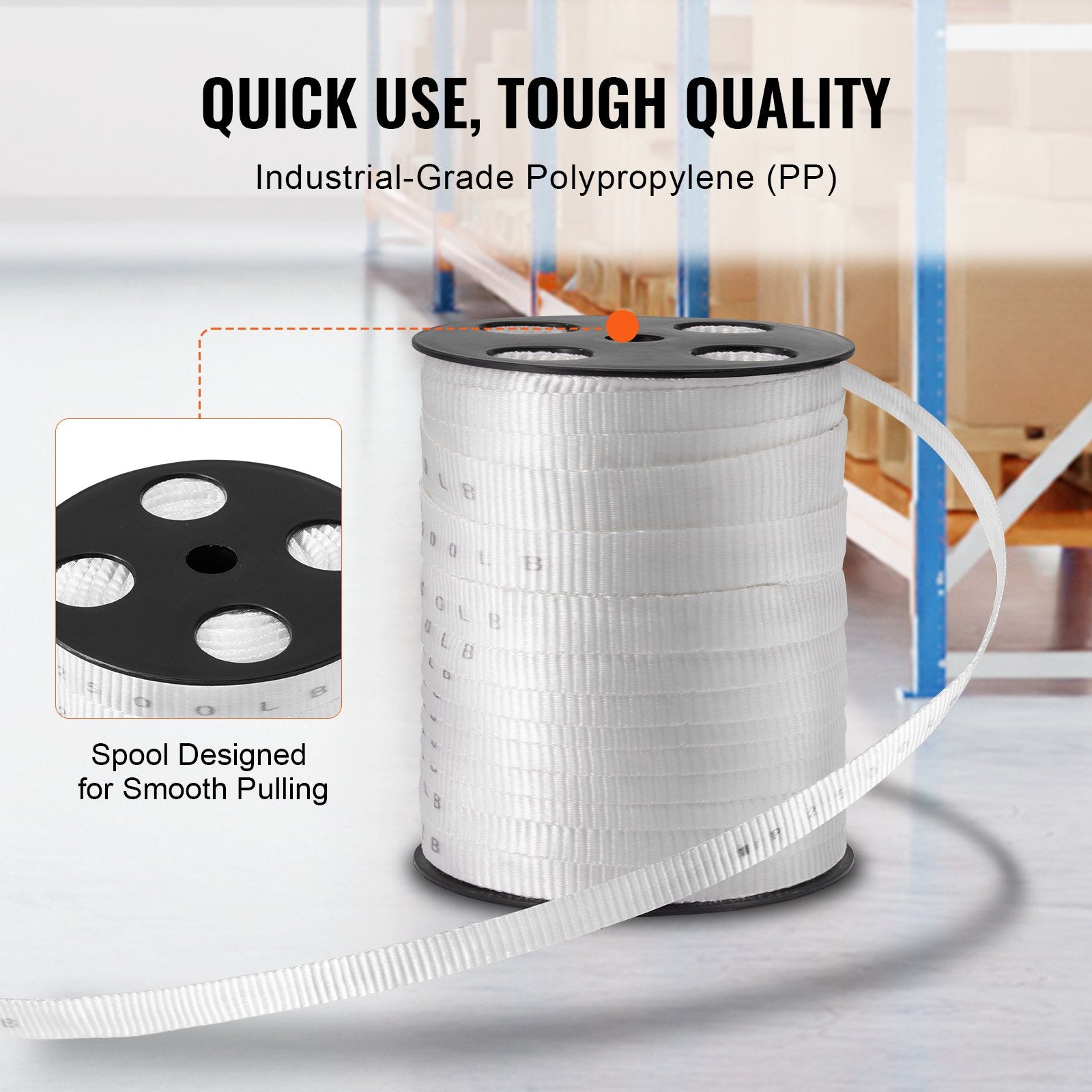 Polyester Pull Tape 1.9cm x 80.8m Mule Tape 1134kgf Tensile White