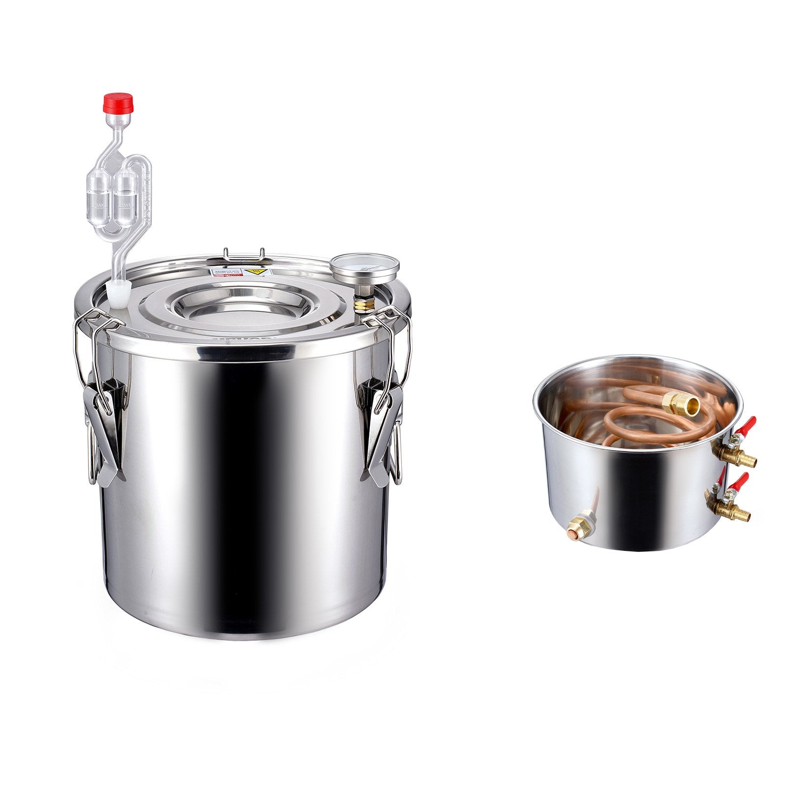 3 Gal / 11.4 L Stainless Steel Alcohol Still with Copper Coil and Thermometer