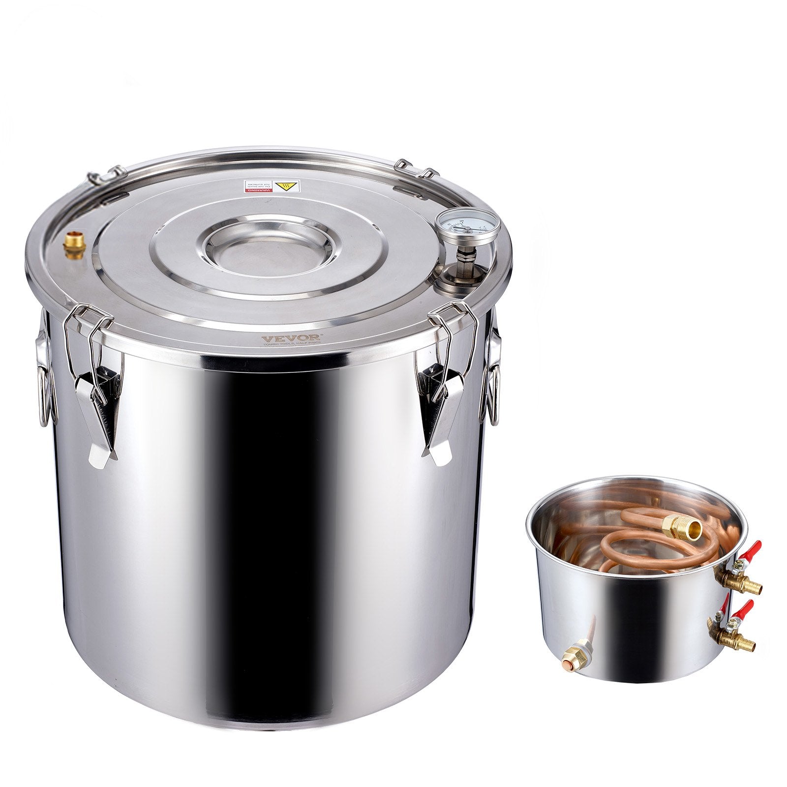 8 Gal / 30 L Stainless Steel Alcohol Still with Copper Coil and Thermometer
