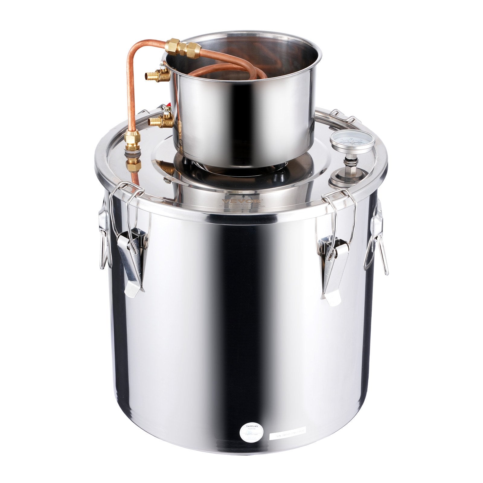 8 Gal / 30 L Stainless Steel Alcohol Still with Copper Coil, Thermometer & Pump