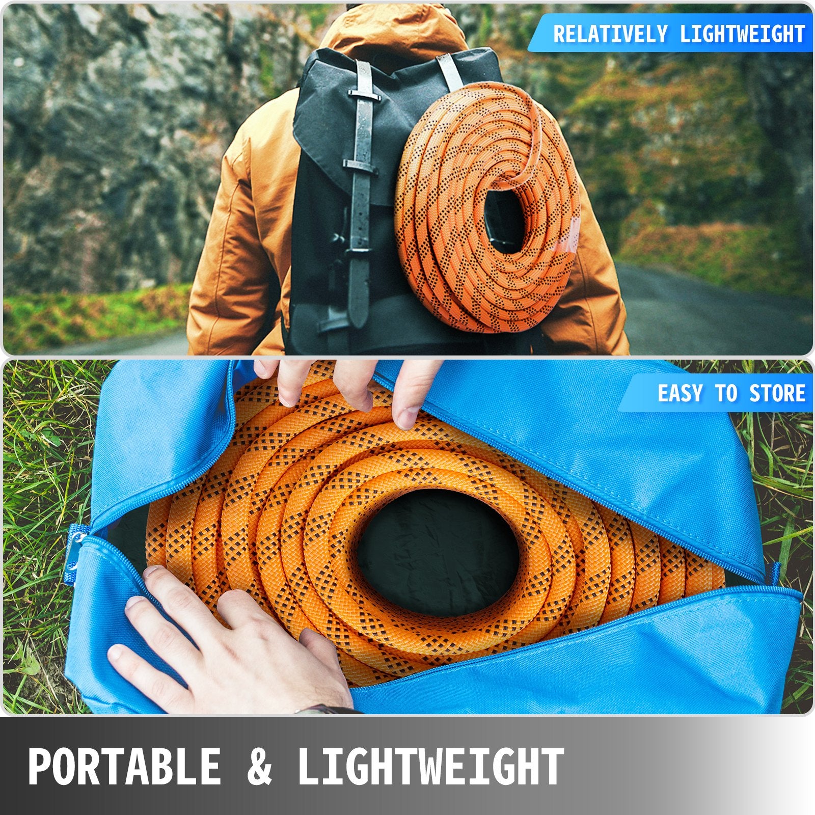 1.43cm Double Braid Polyester Rope, 6096cm Nylon Pulling Rope, 498.95kg Load