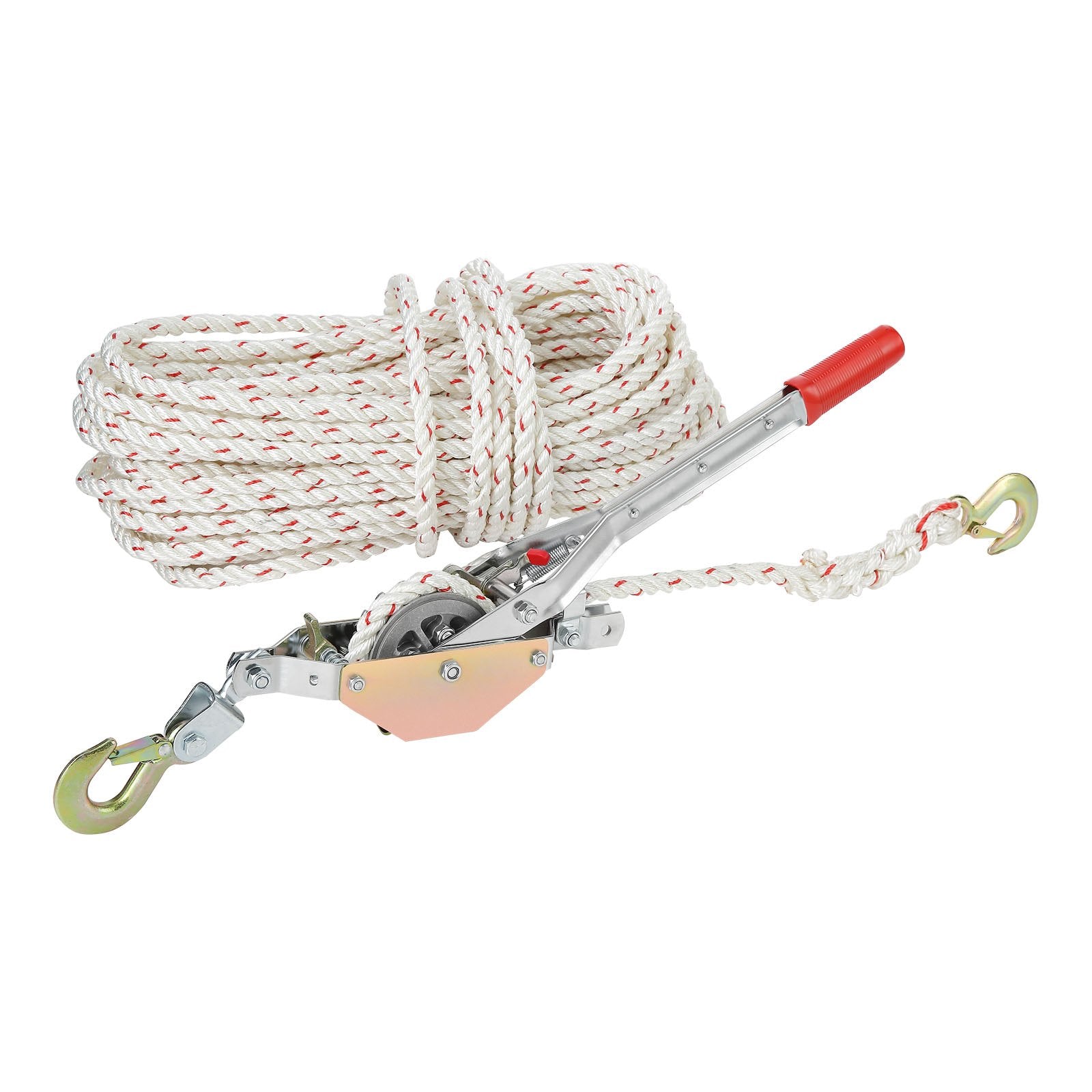 Rope Puller 3/4 Ton with 30.48m 15mm Rope 2-Hook Come Along Winch