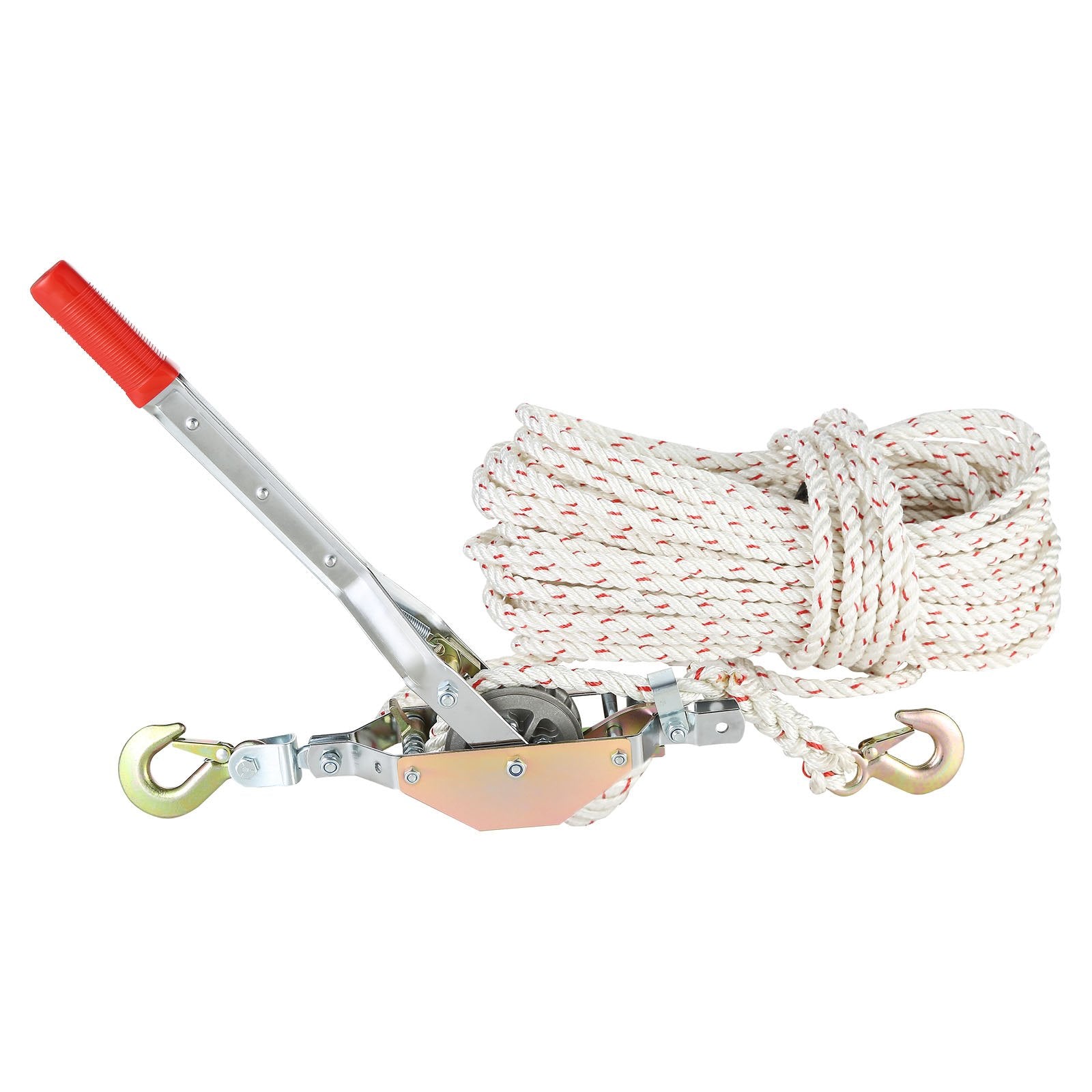 Rope Puller 3/4 Ton with 30.48m 15mm Rope 2-Hook Come Along Winch