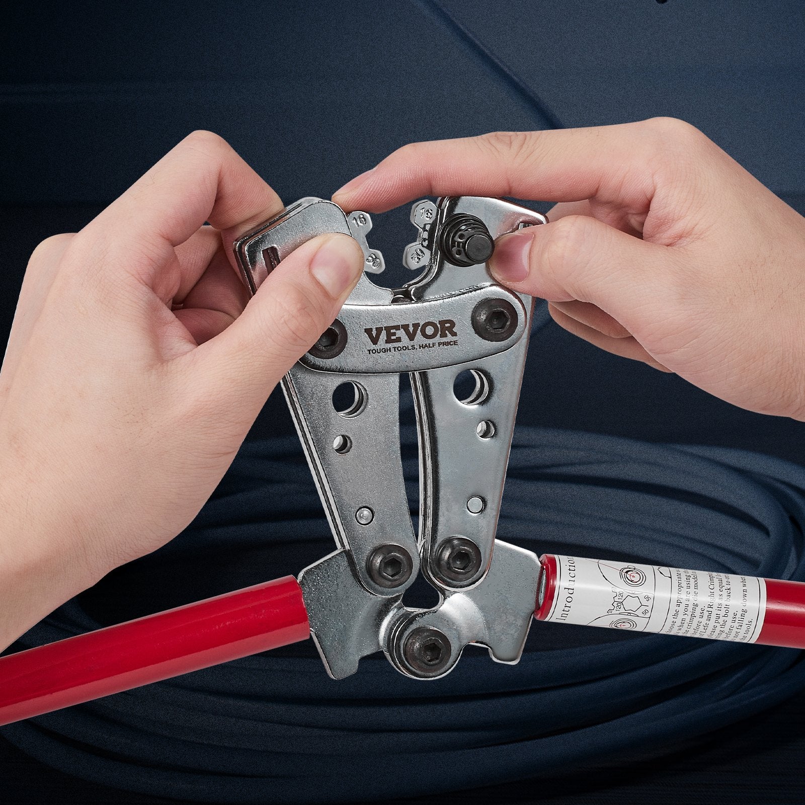 Battery Cable Lug Crimping Tool 10-1/0AWG with Cutter Terminals Heat Shrink