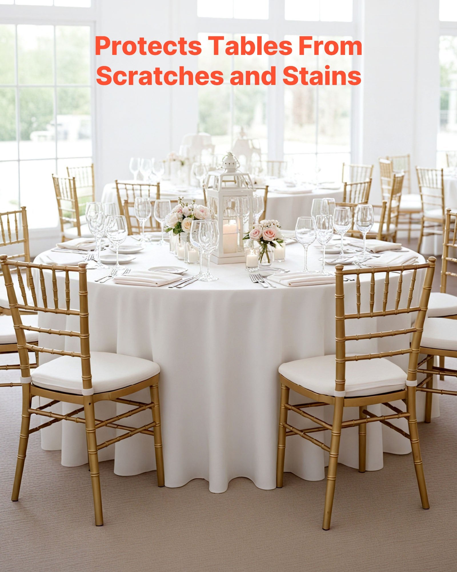 White Round Tablecloths 2-Pack 120in Stain Wrinkle Resistant Polyester Events
