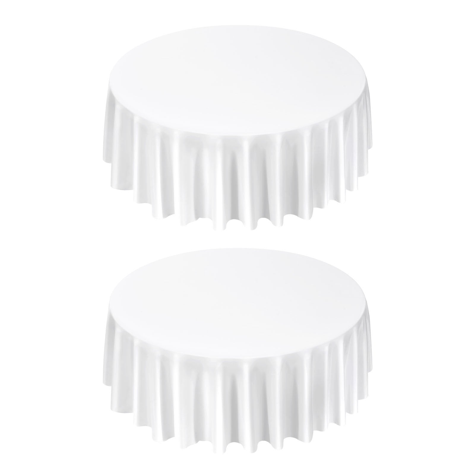 White Round Tablecloths 2-Pack 120in Stain Wrinkle Resistant Polyester Events