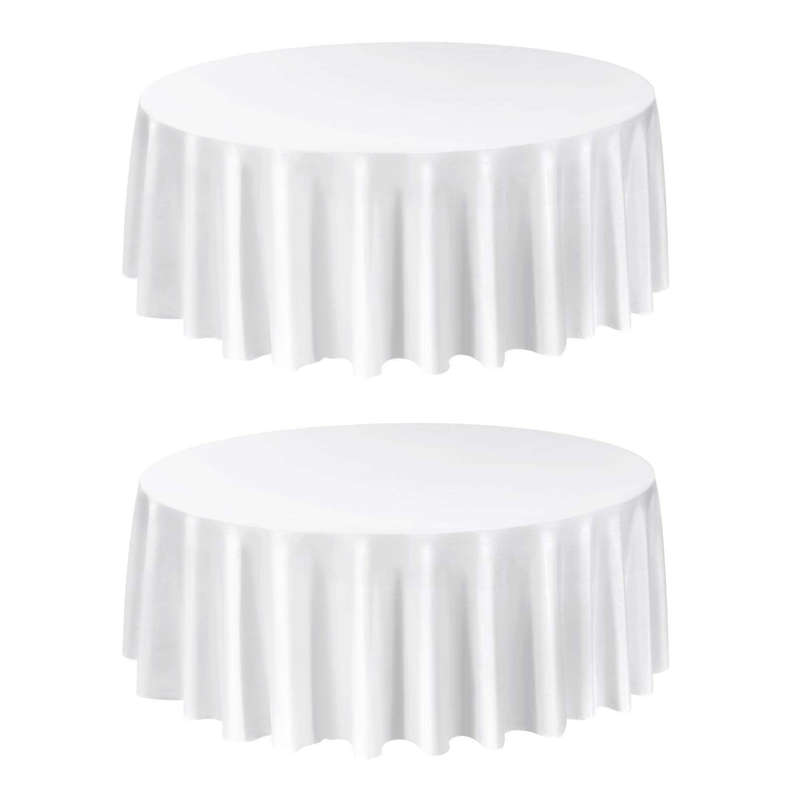 White Round Tablecloths 2-Pack 120in Stain Wrinkle Resistant Polyester Events