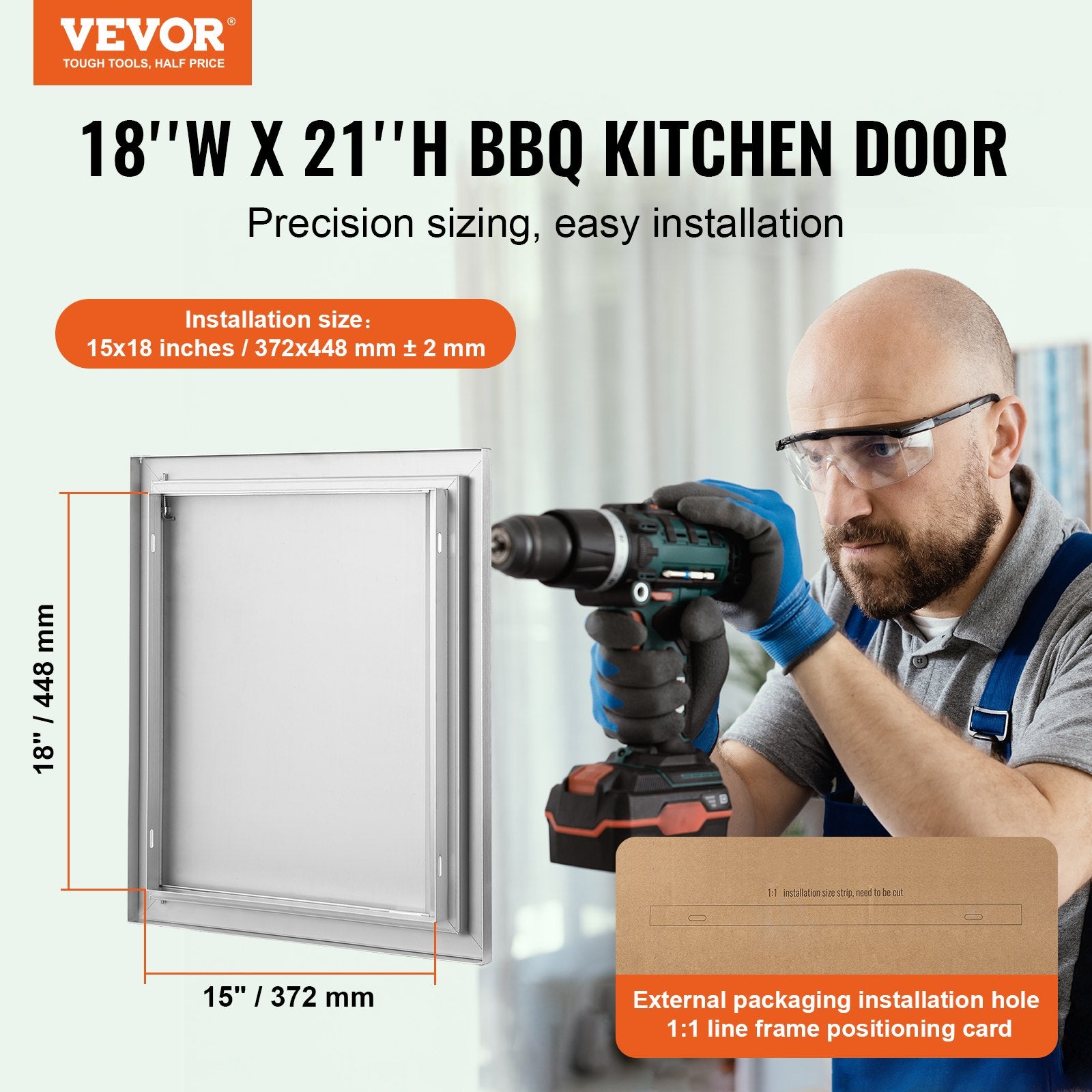 BBQ Access Door 457x533mm Single Stainless Steel Flush Mount Recessed Handle