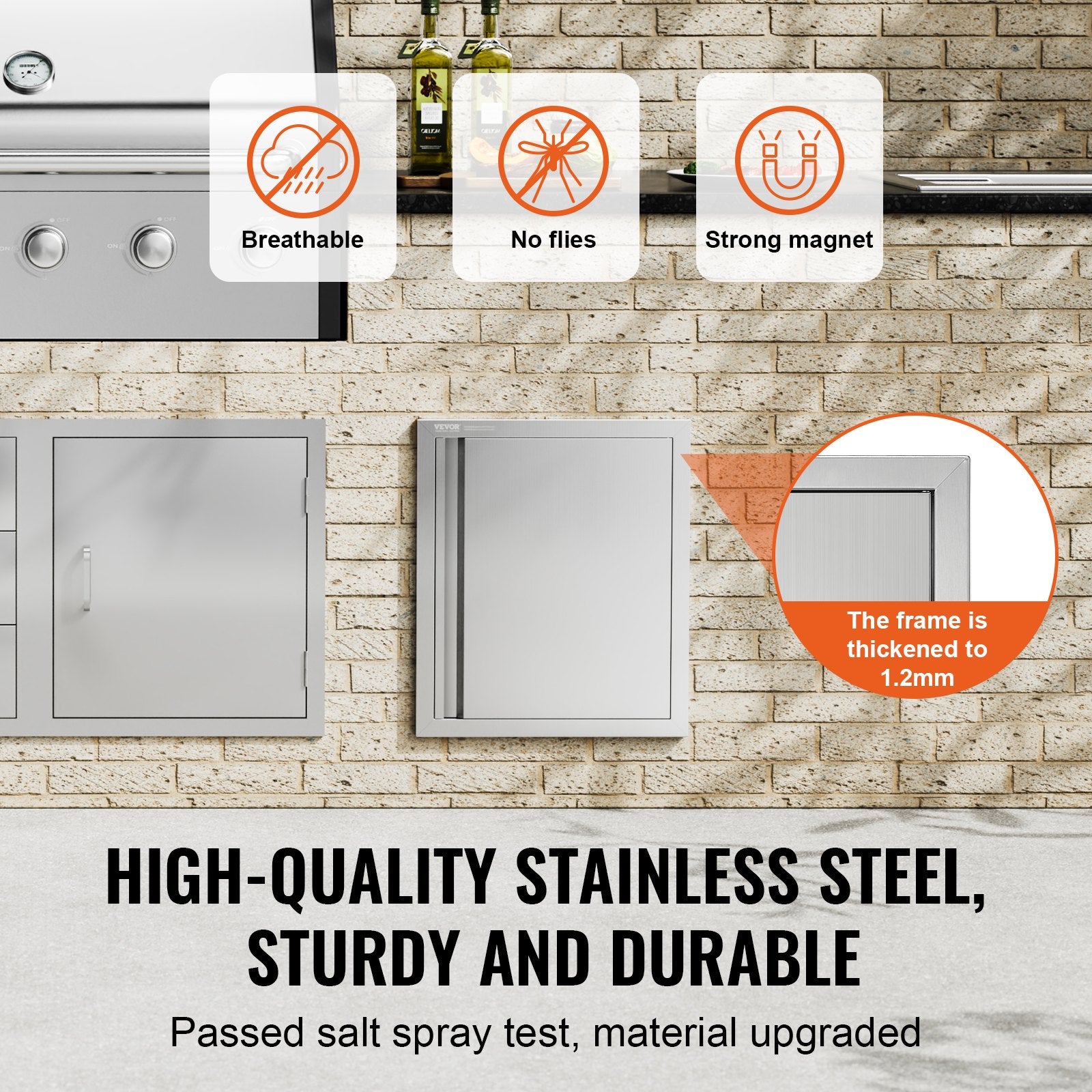 BBQ Access Door 457x533mm Single Stainless Steel Flush Mount Recessed Handle