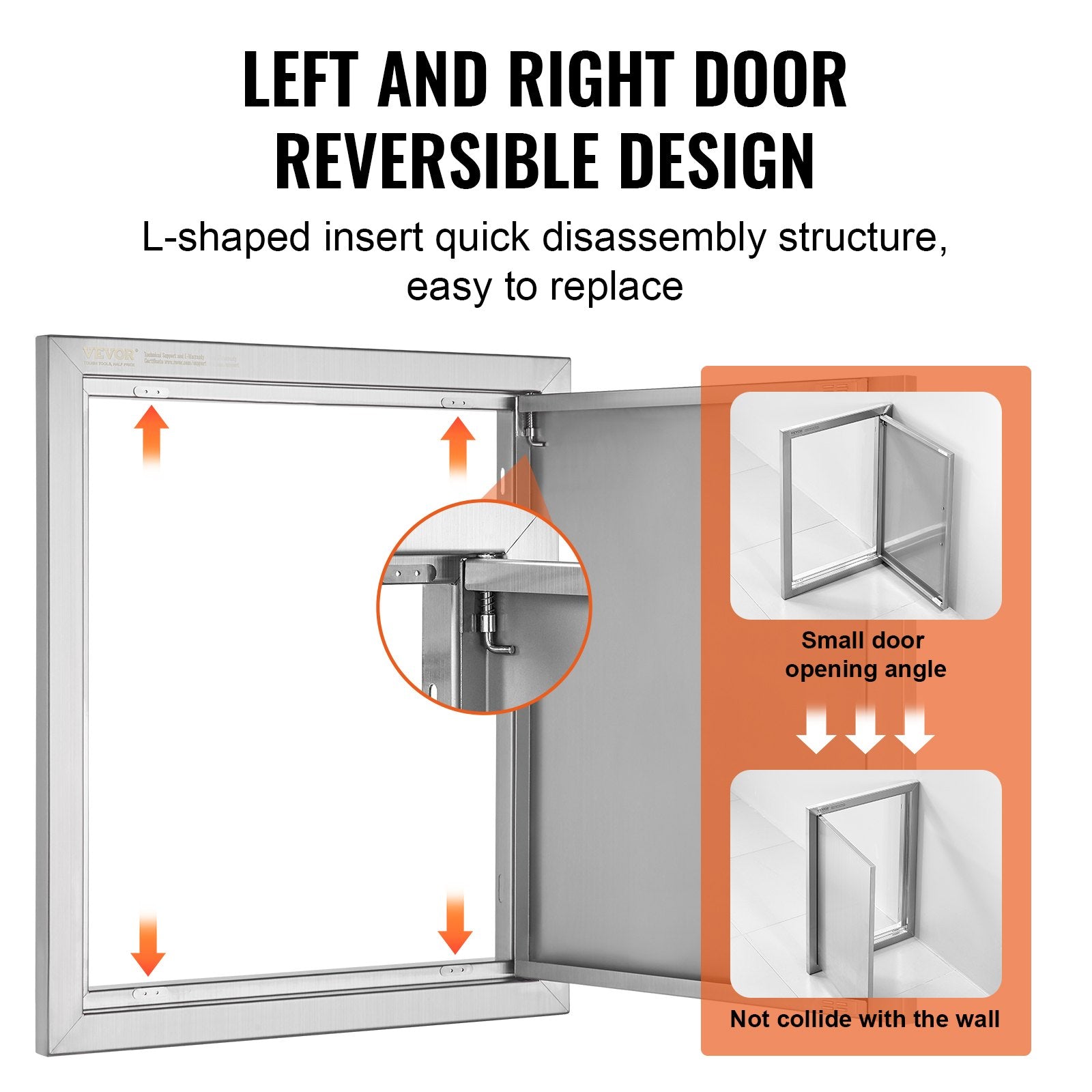BBQ Access Door 457x533mm Single Stainless Steel Flush Mount Recessed Handle