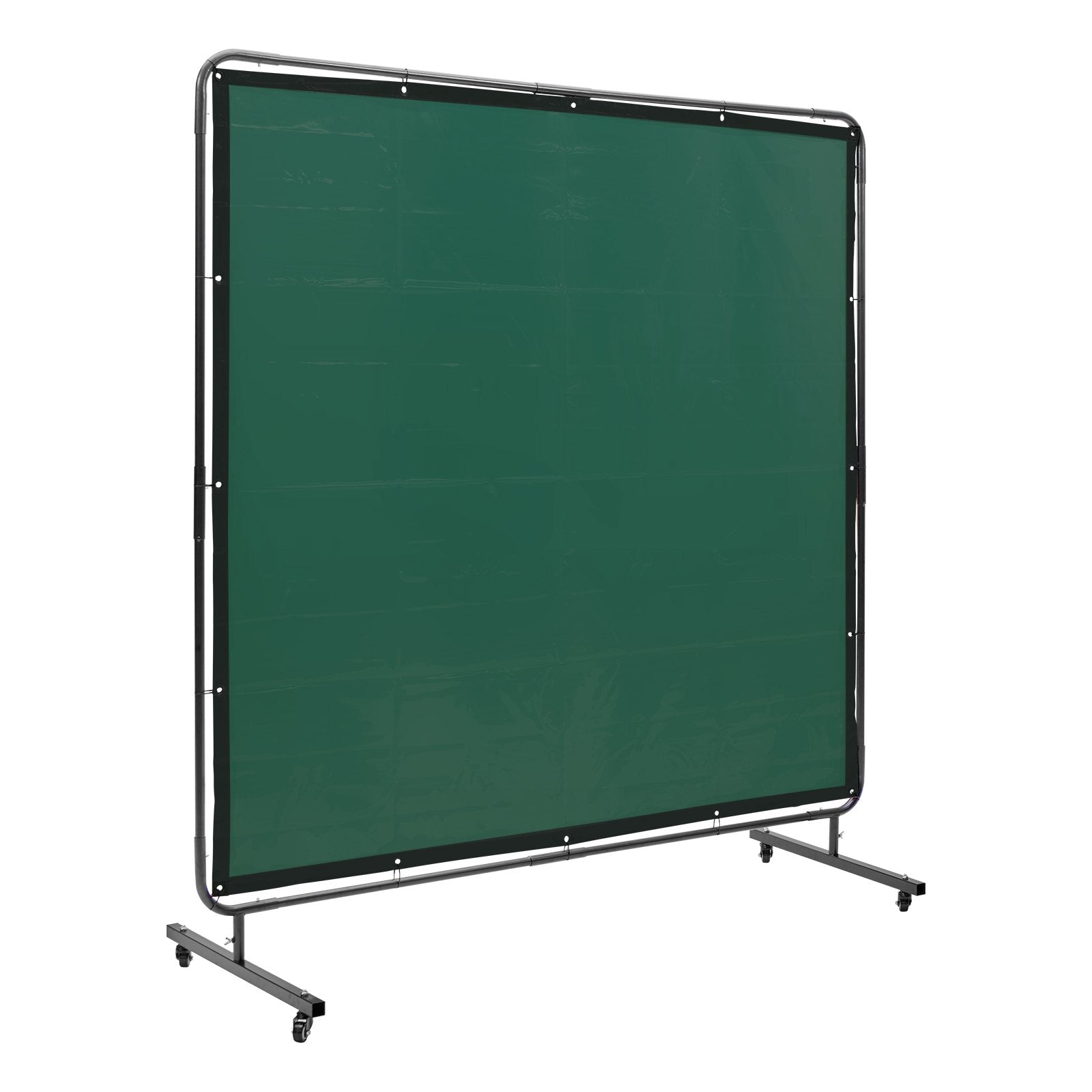 Welding Screen with Frame 6'x6' Flame-Resistant Vinyl on 4 Swivel Wheels Green