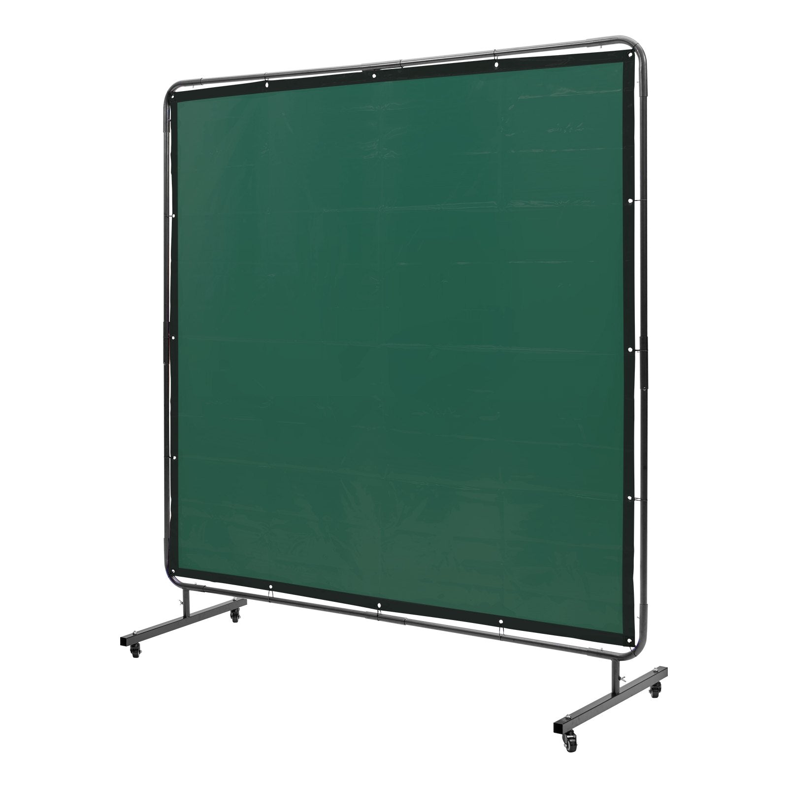 Welding Screen with Frame 6'x6' Flame-Resistant Vinyl on 4 Swivel Wheels Green