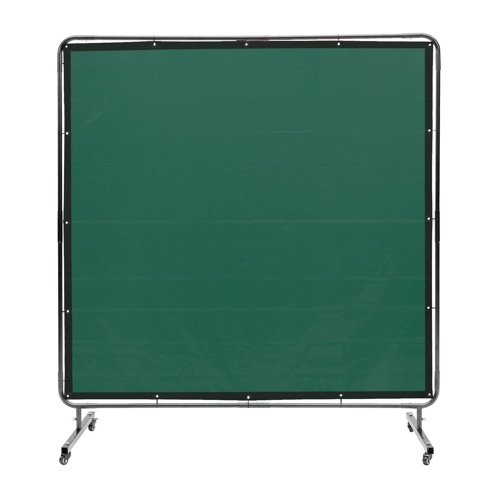 Welding Screen with Frame 6'x6' Flame-Resistant Vinyl on 4 Swivel Wheels Green