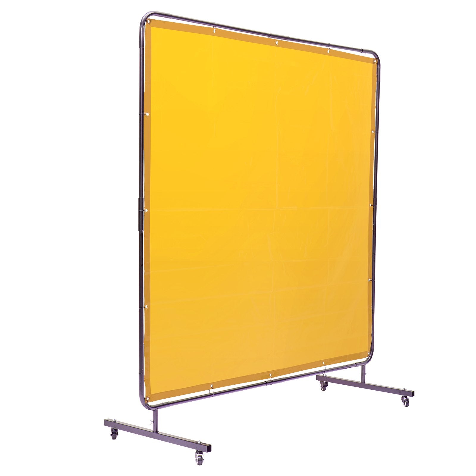 Welding Screen with Frame 6'x6' Flame-Resistant Vinyl on 4 Swivel Wheels Yellow