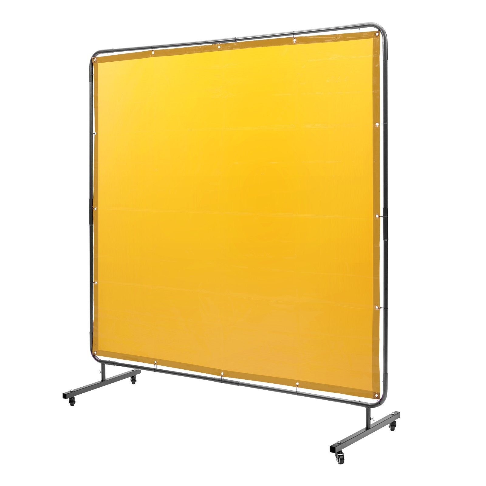 Welding Screen with Frame 6'x6' Flame-Resistant Vinyl on 4 Swivel Wheels Yellow