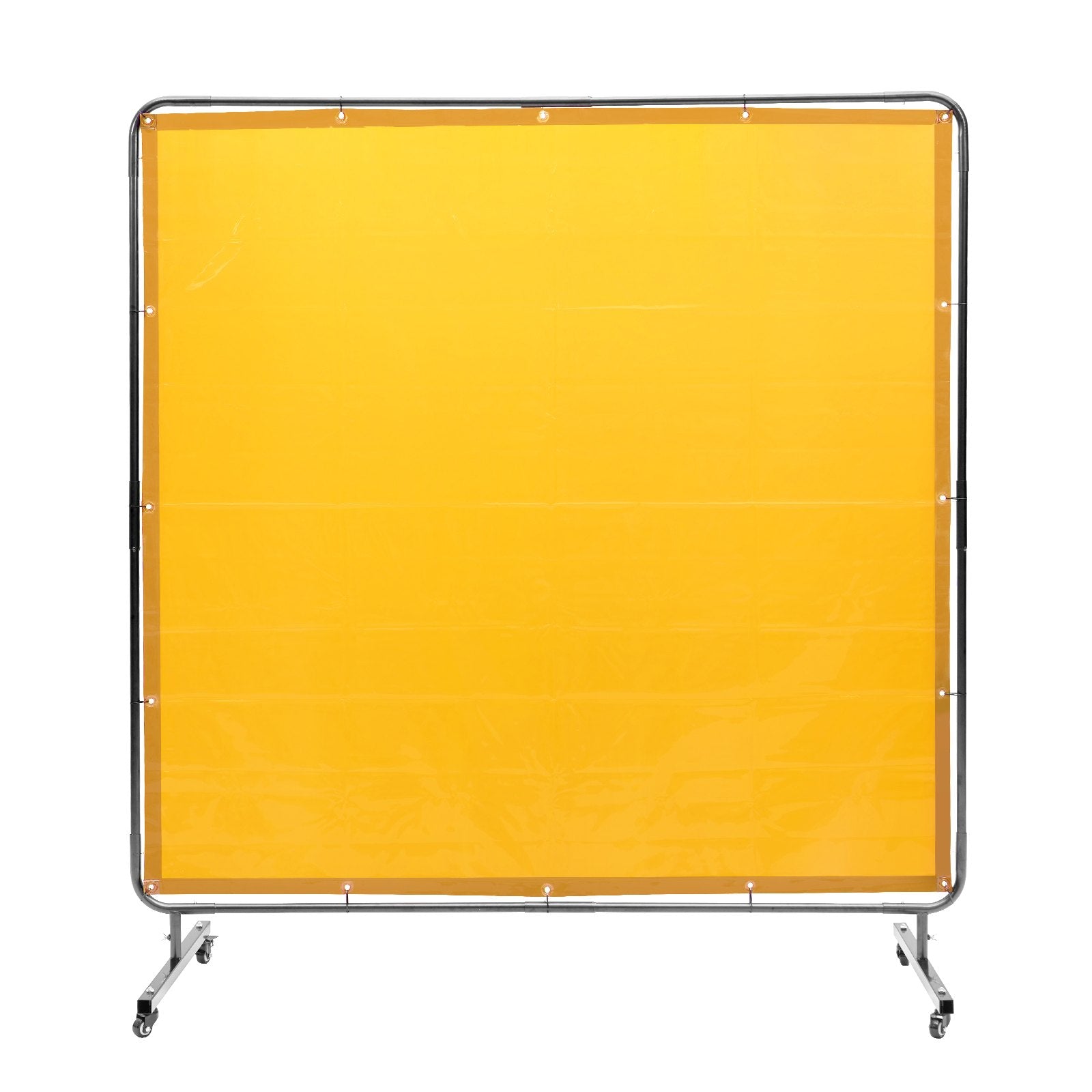 Welding Screen with Frame 6'x6' Flame-Resistant Vinyl on 4 Swivel Wheels Yellow
