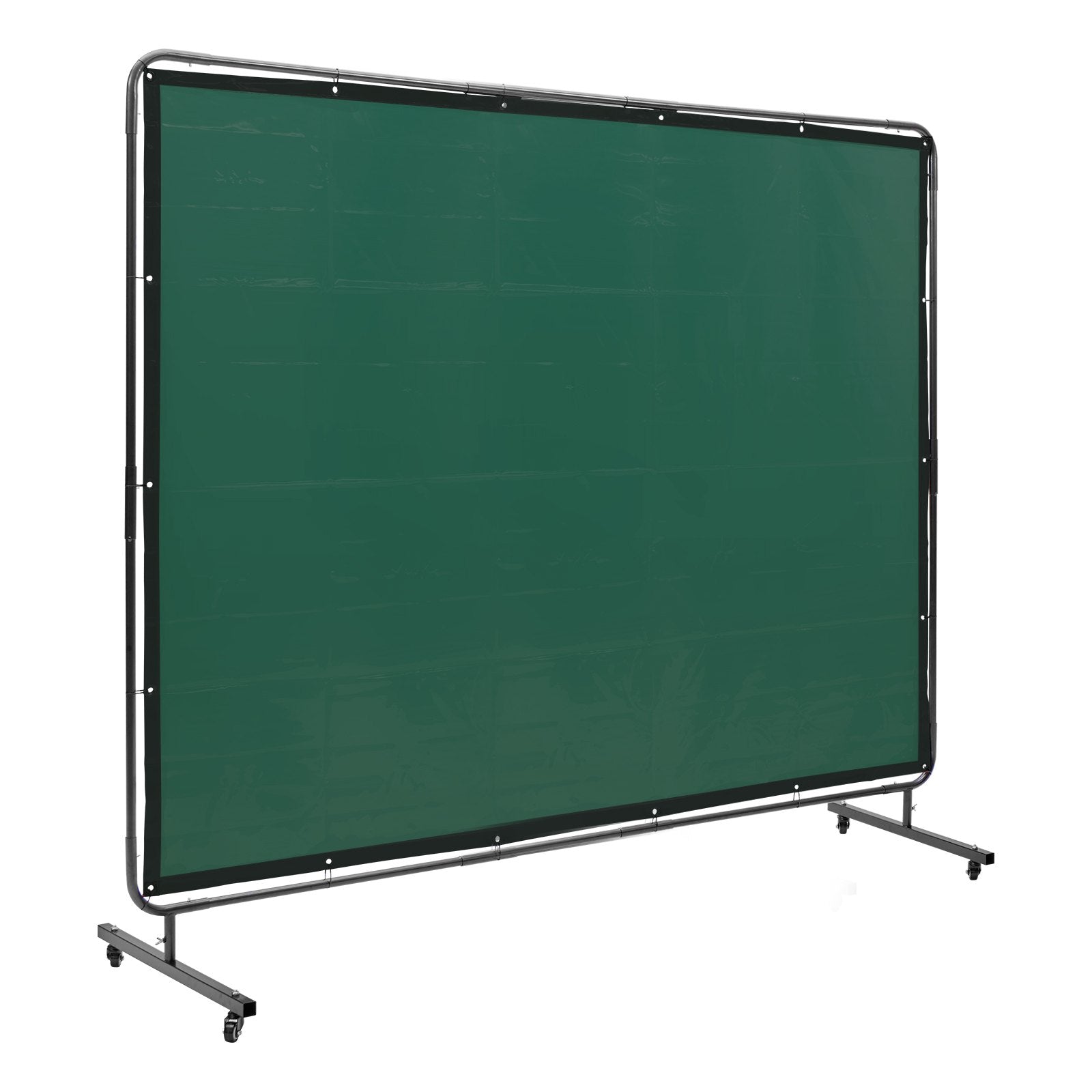 Welding Screen with Frame 6'x8' Flame-Resistant Vinyl on 4 Swivel Wheels Green