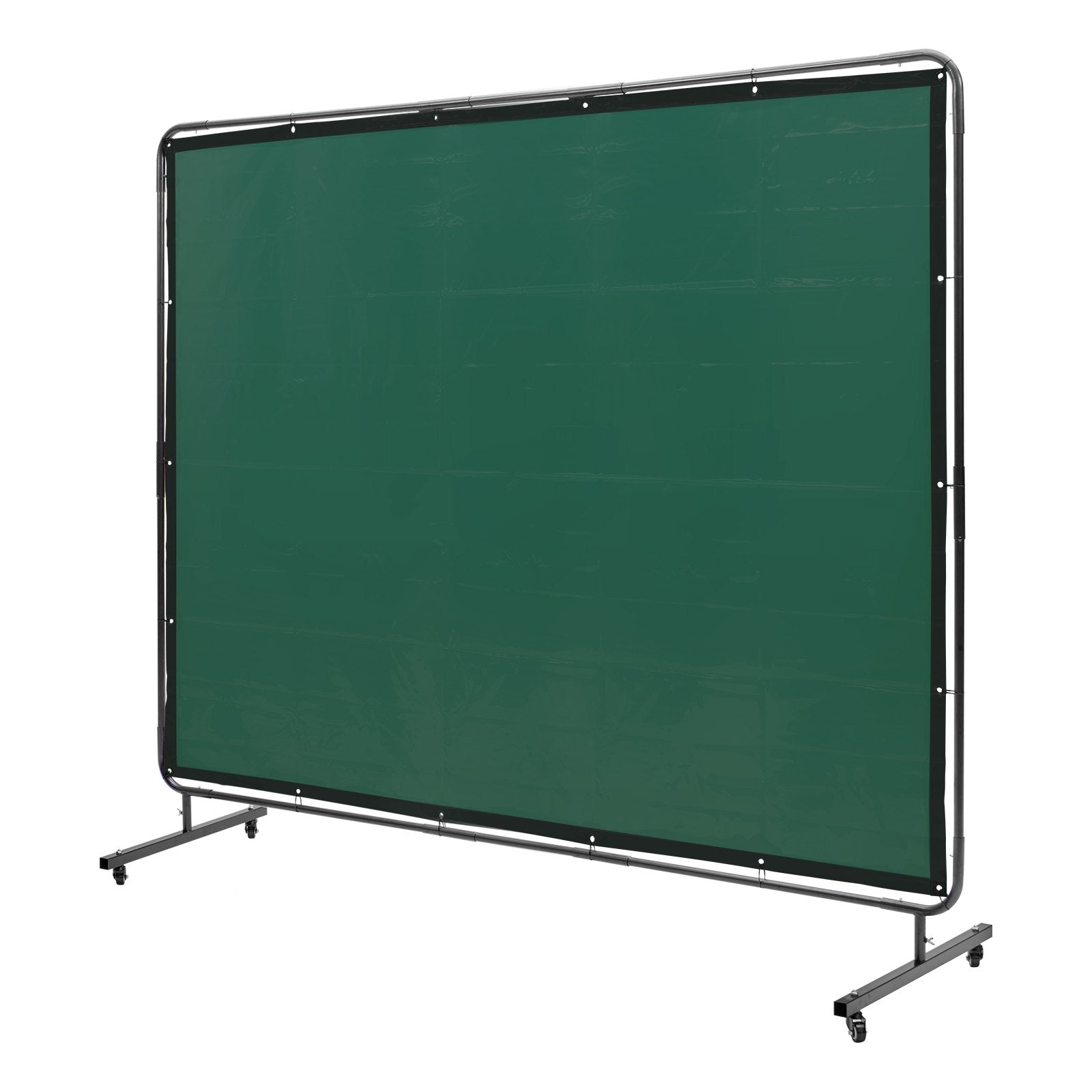 Welding Screen with Frame 6'x8' Flame-Resistant Vinyl on 4 Swivel Wheels Green