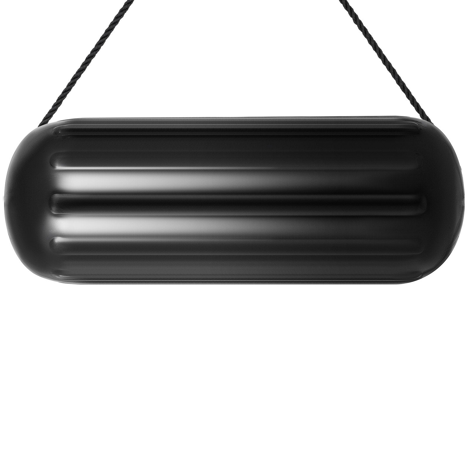 Boat Fenders 10x28 Ribbed Inflatable Boat Bumpers 4 Pack with Ropes Black
