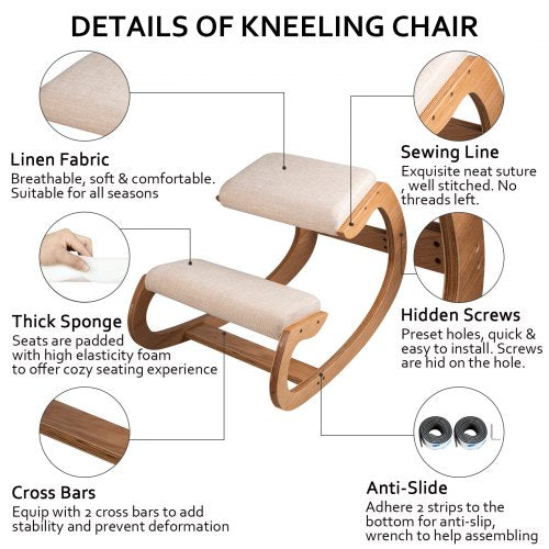 VEVOR Ergonomic Kneeling Chair Heavy Duty Office Stool for Better Posture