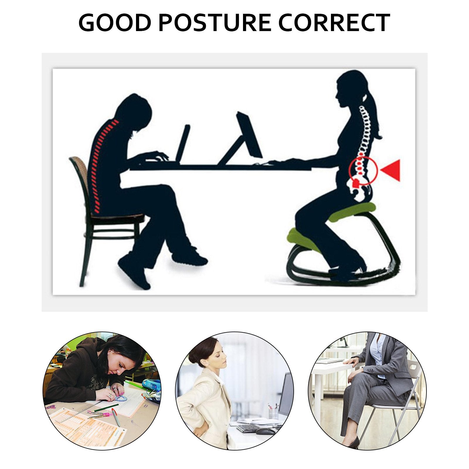 Kneeling Chair Ergonomic Heavy Duty Office Stool Posture Stress Relief Home Desk