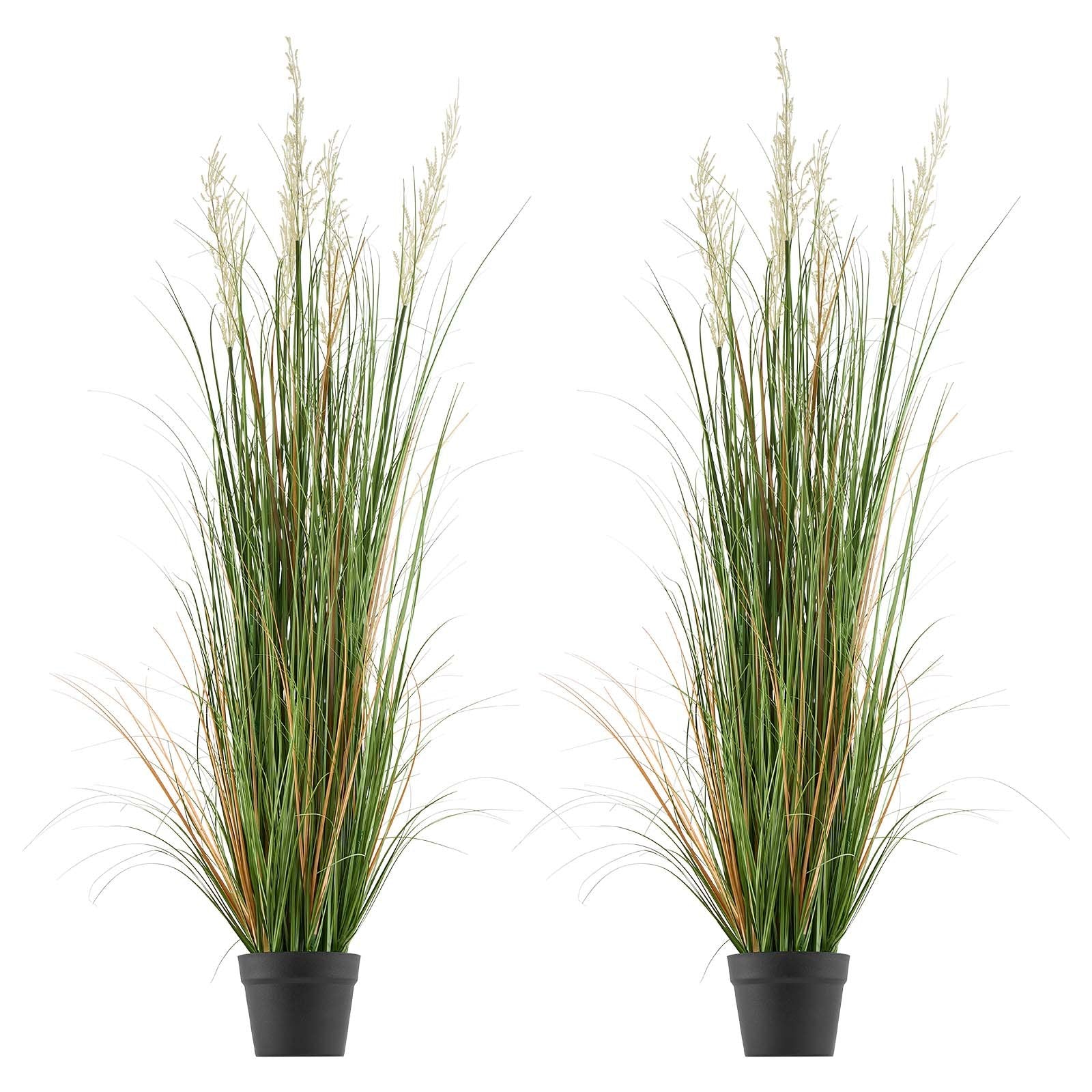 Artificial Grass Plant 2 Pack 1194mm Reed Flower Pot Faux Greenery Décor