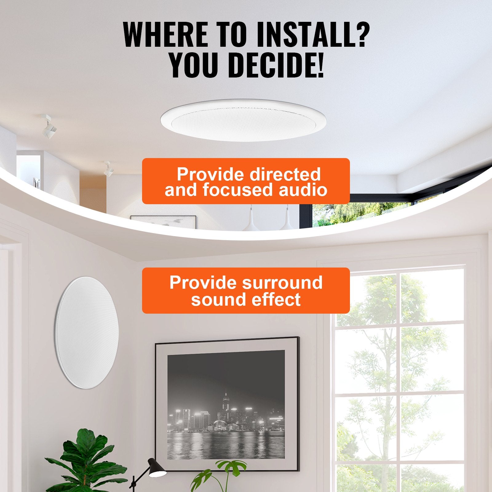 165.1mm In-Ceiling Speaker 150W 8Ω Flush Mount Home Audio Single