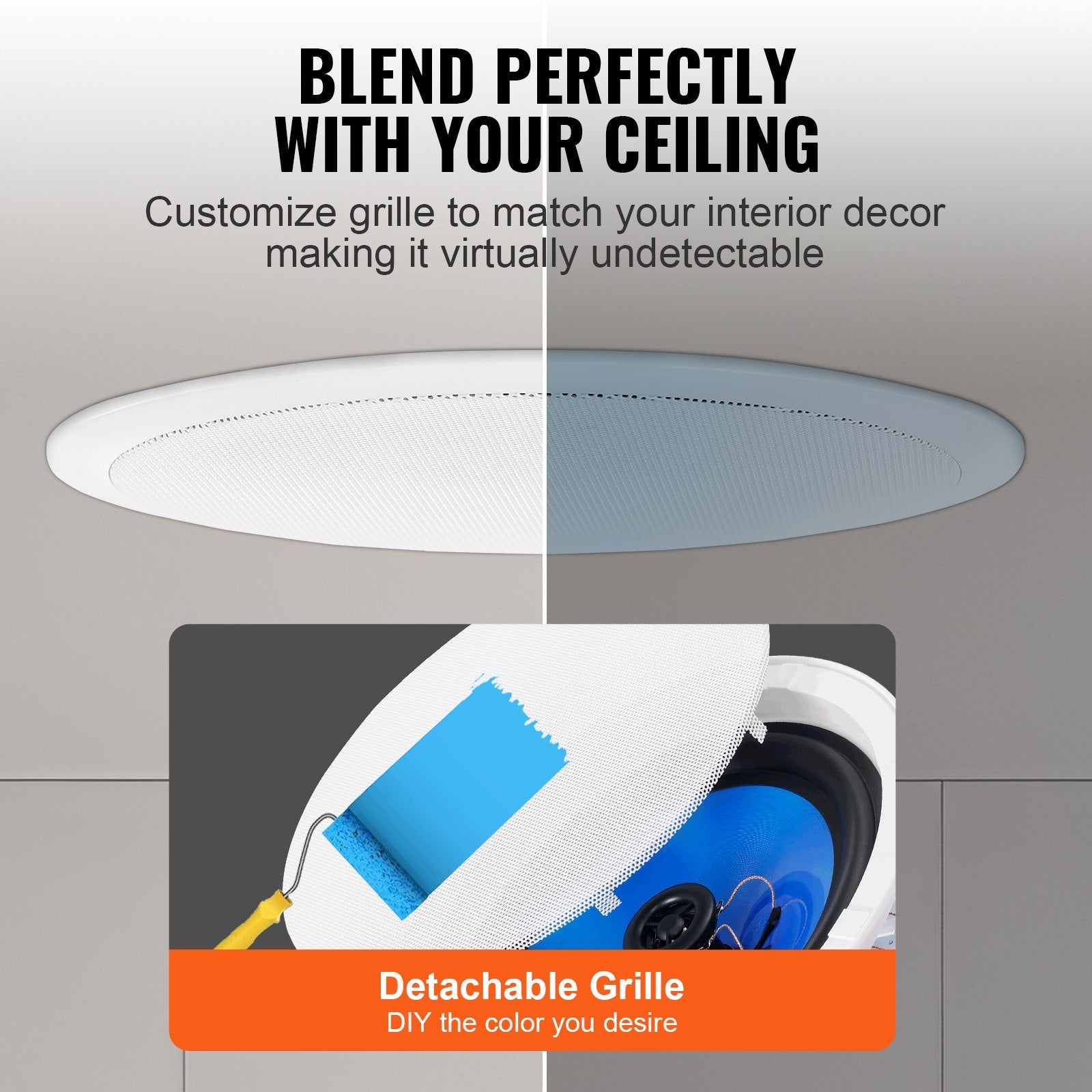 2PCS 203.2mm In-Ceiling Speakers 50W 8Ω Flush Mount Home Audio
